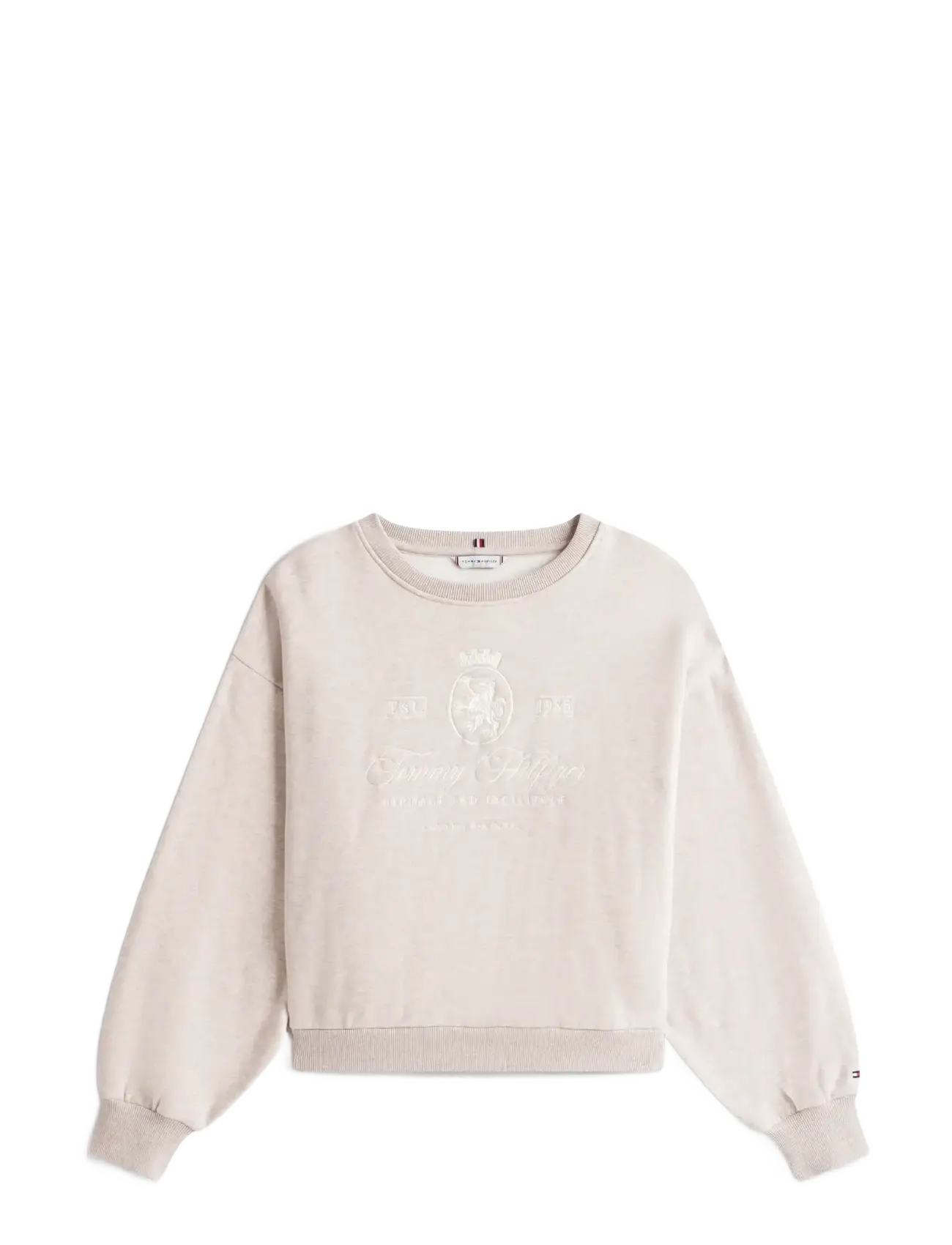 VARSITY CREST FLEECE SWTSHRT - HEATHERED PEBBLE