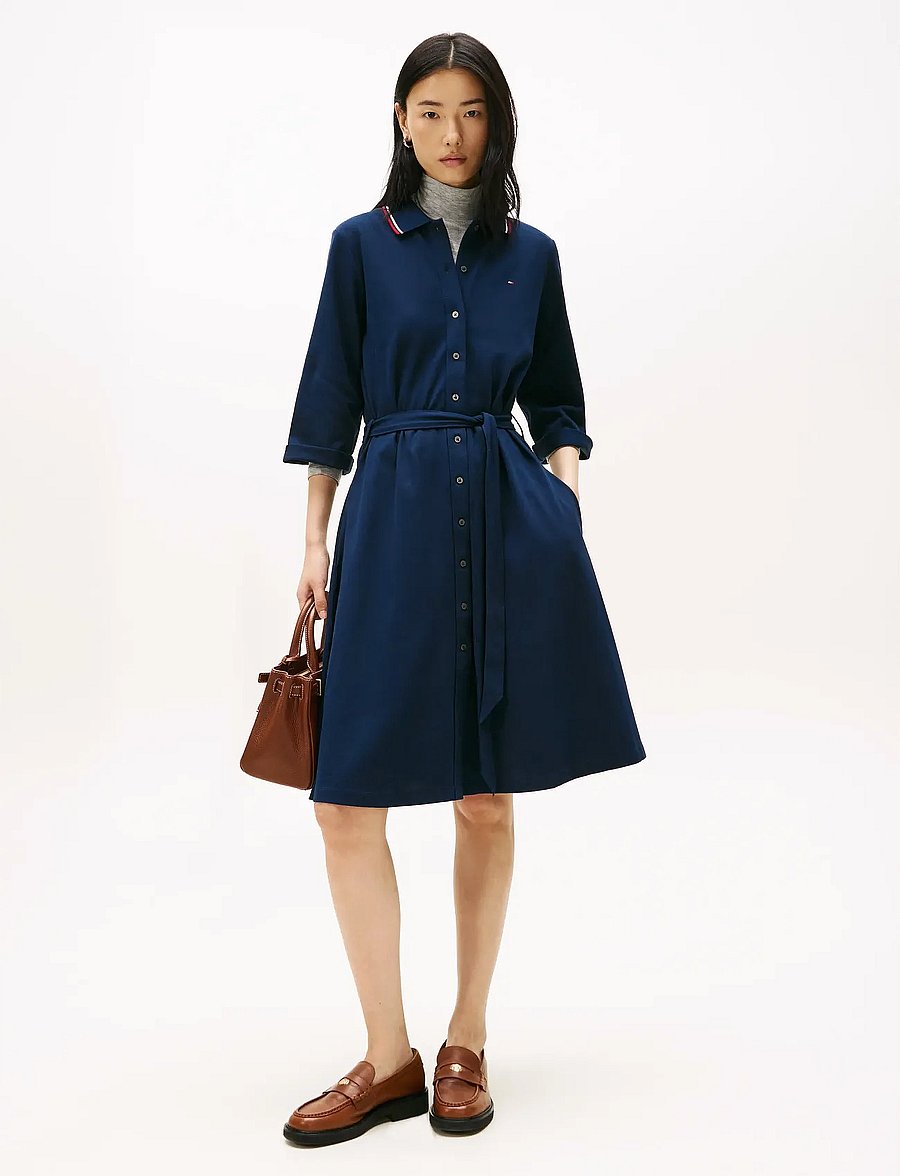 Tommy Hilfiger - RWB BUTTONED SS POLO DRS 3/4 - hemdkleider - dark night navy - 0
