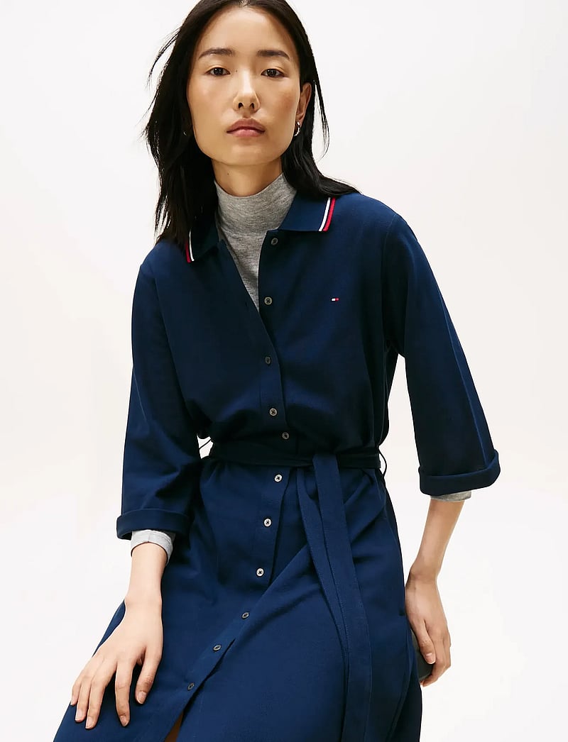 Tommy Hilfiger - RWB BUTTONED SS POLO DRS 3/4 - särkkleidid - dark night navy - 3