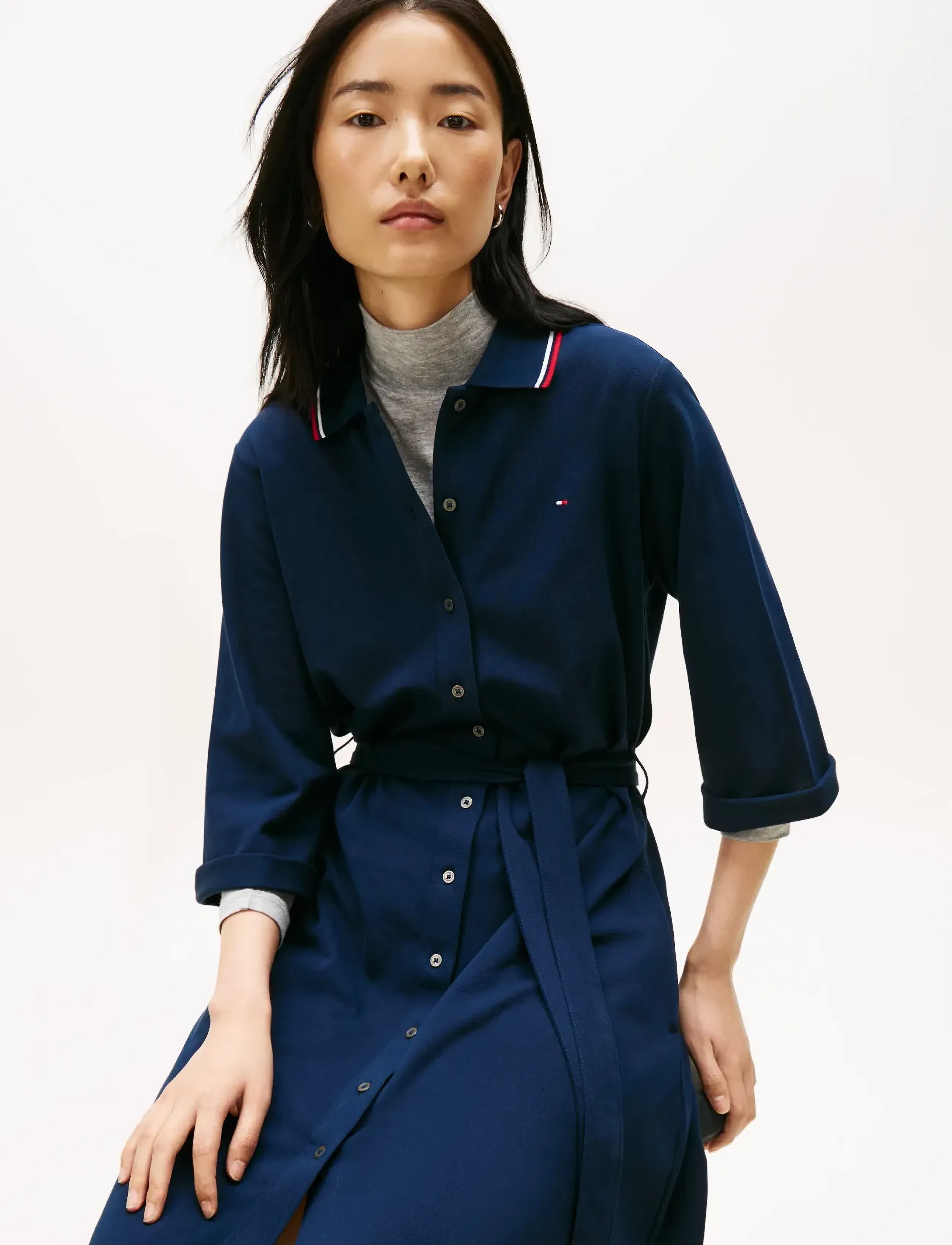 Tommy Hilfiger - RWB BUTTONED SS POLO DRS 3/4 - hemdkleider - dark night navy - 3