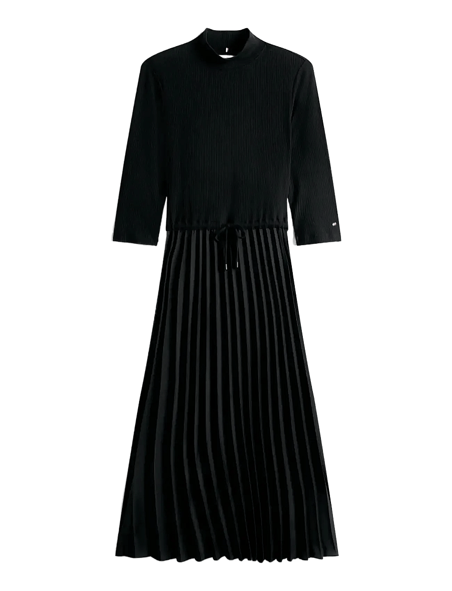 Tommy Hilfiger - SLIM 5X2 RIB MIX MIDI DRS - midi kleitas - black - 1