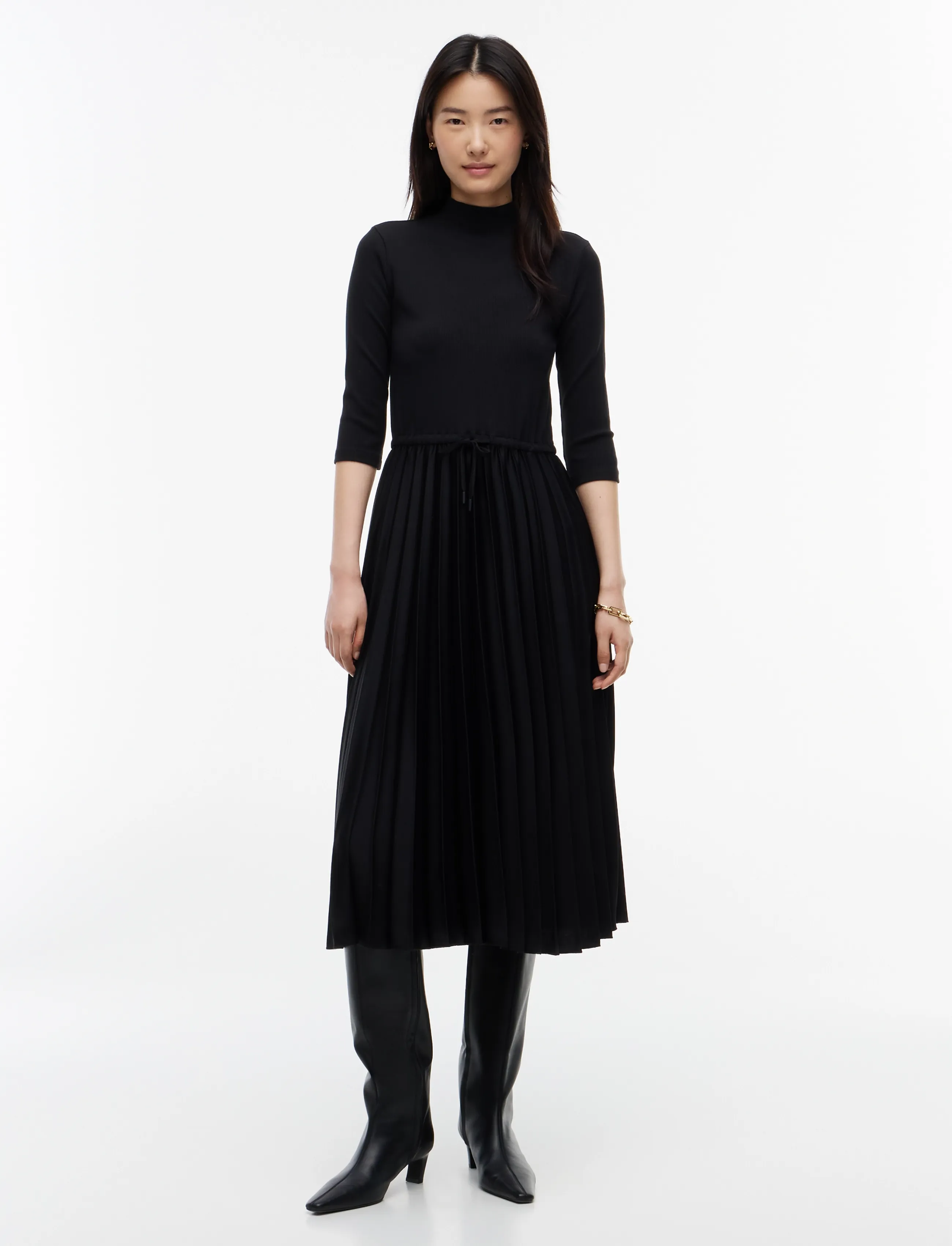 Tommy Hilfiger Slim 5X2 Rib Mix Midi Drs, XS, Black, Kjoler > Knælange Og Midi, Dame