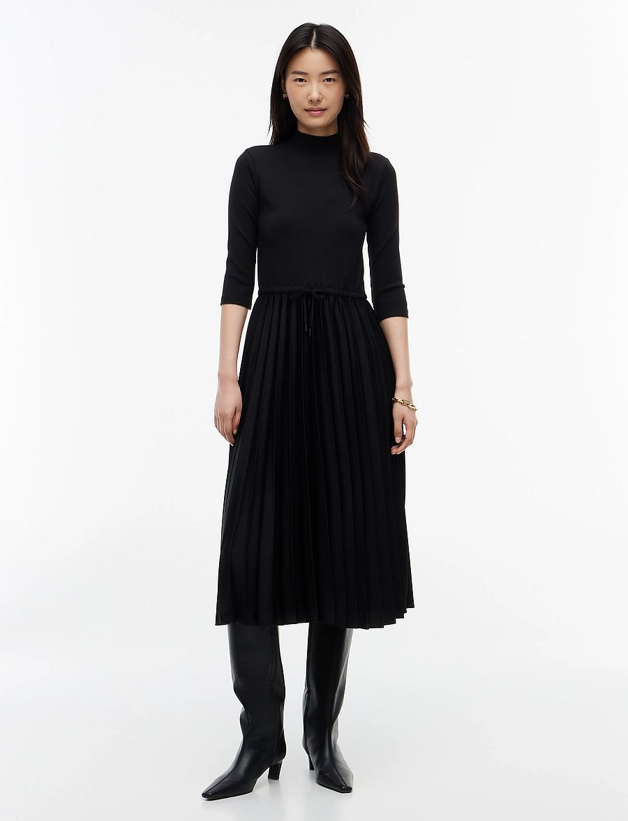 Tommy Hilfiger - SLIM 5X2 RIB MIX MIDI DRS - midi kleitas - black - 0