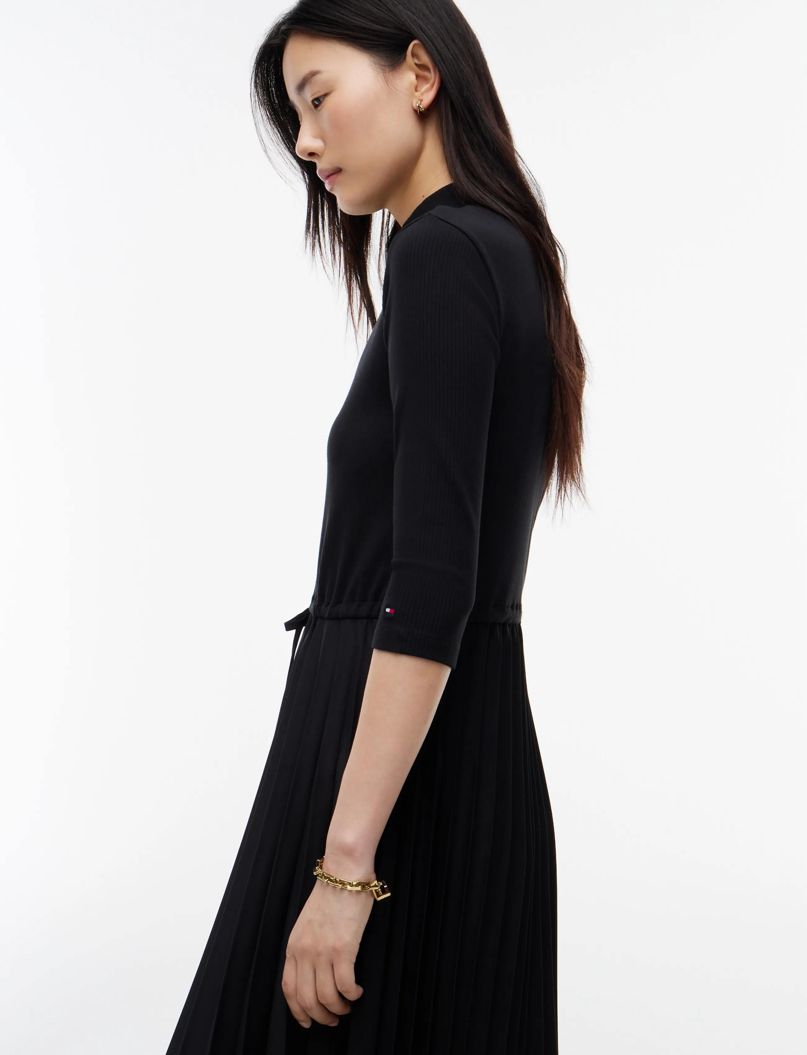 Tommy Hilfiger - SLIM 5X2 RIB MIX MIDI DRS - midi-jurken - black - 2