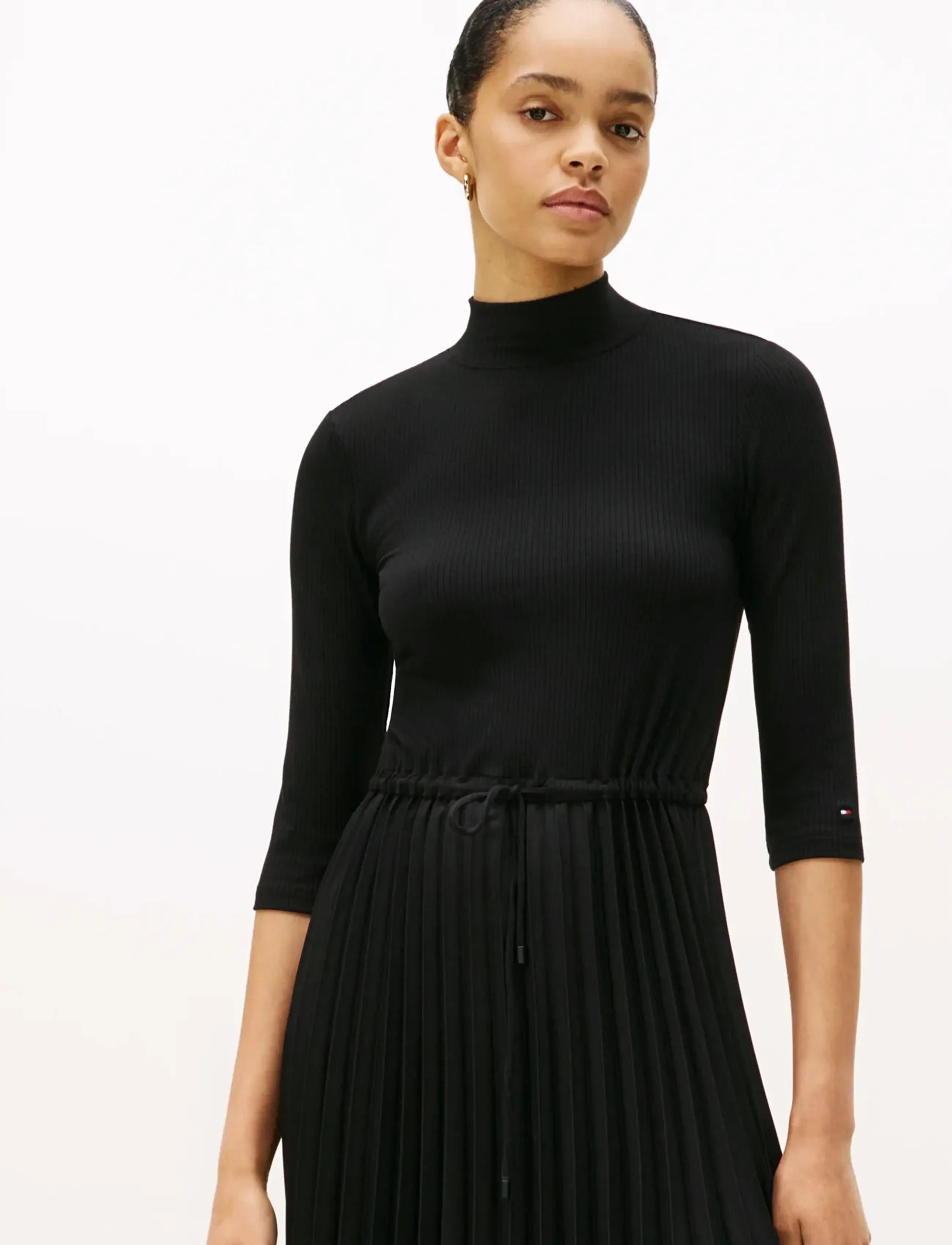 Tommy Hilfiger - SLIM 5X2 RIB MIX MIDI DRS - vidutinio ilgio suknelės - black - 2