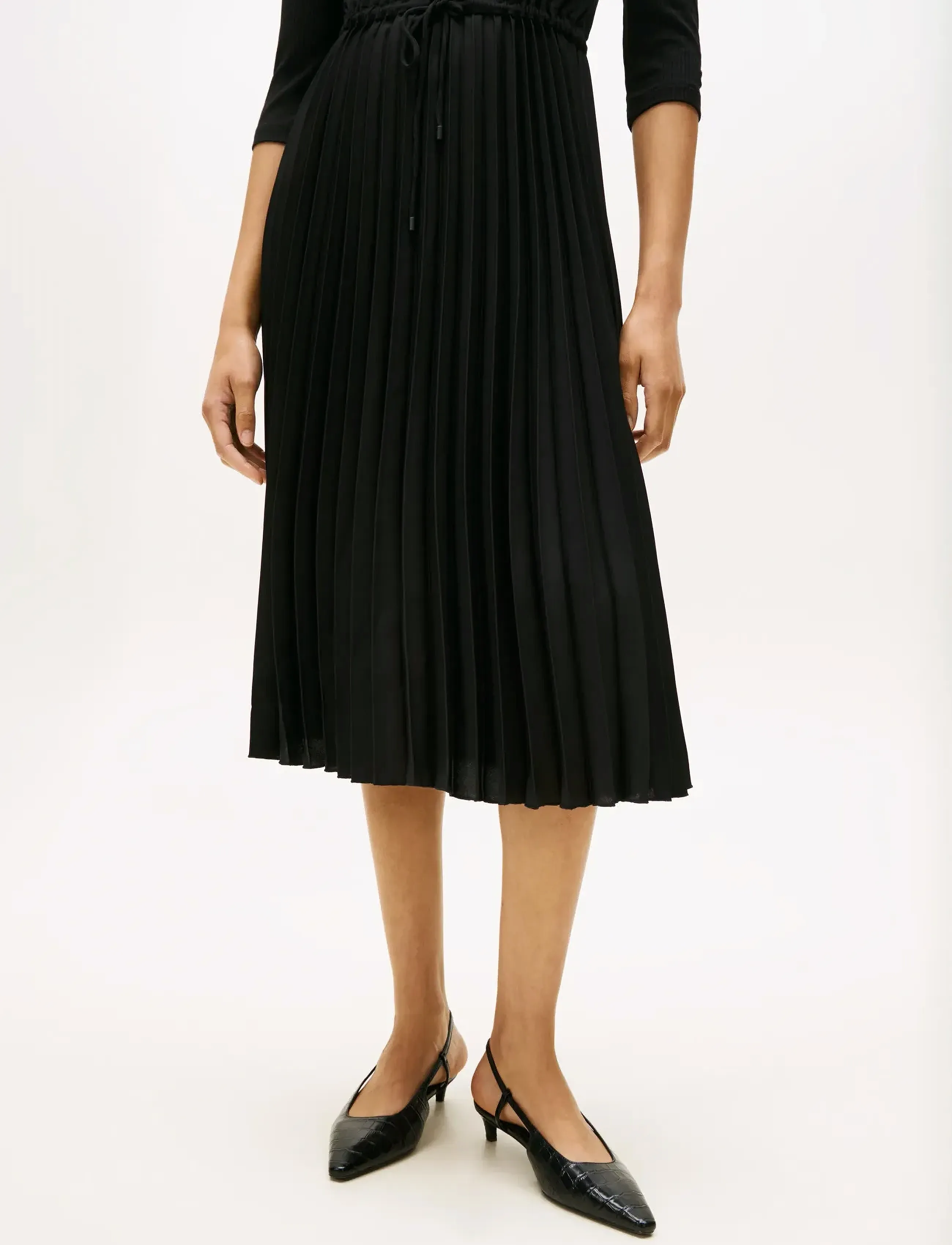 Tommy Hilfiger - SLIM 5X2 RIB MIX MIDI DRS - vidutinio ilgio suknelės - black - 3