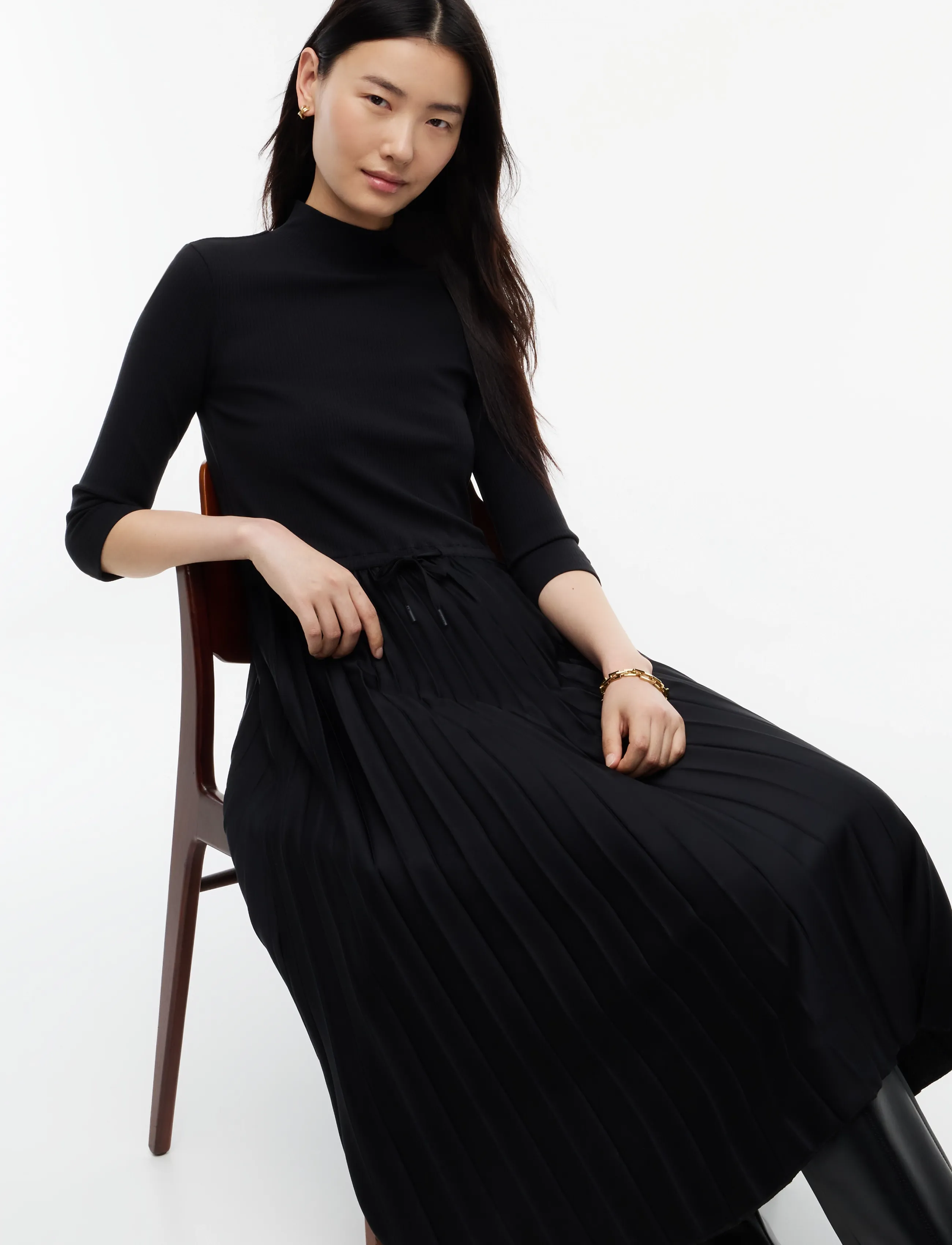 Tommy Hilfiger - SLIM 5X2 RIB MIX MIDI DRS - midi-jurken - black - 3