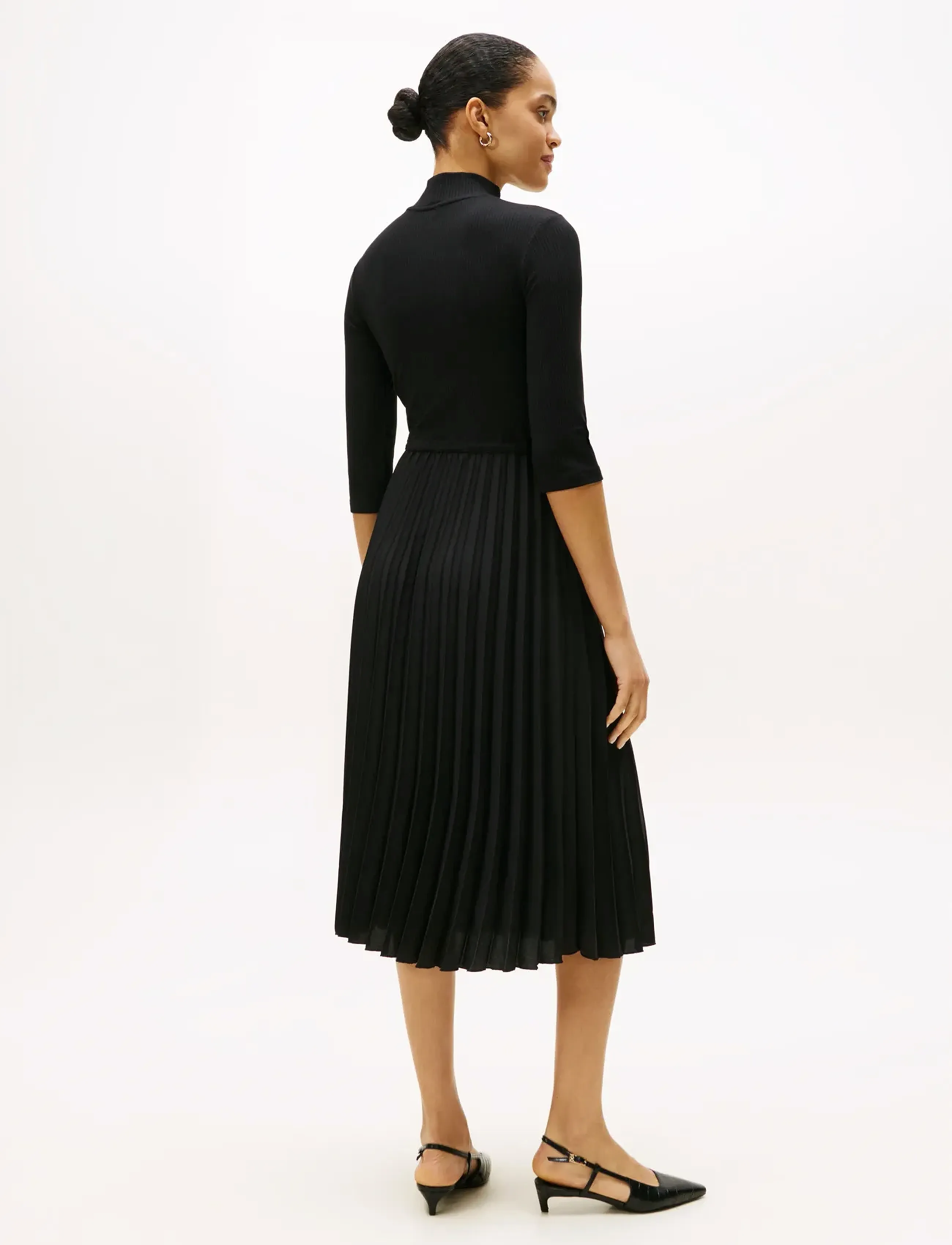 Tommy Hilfiger - SLIM 5X2 RIB MIX MIDI DRS - vidutinio ilgio suknelės - black - 4