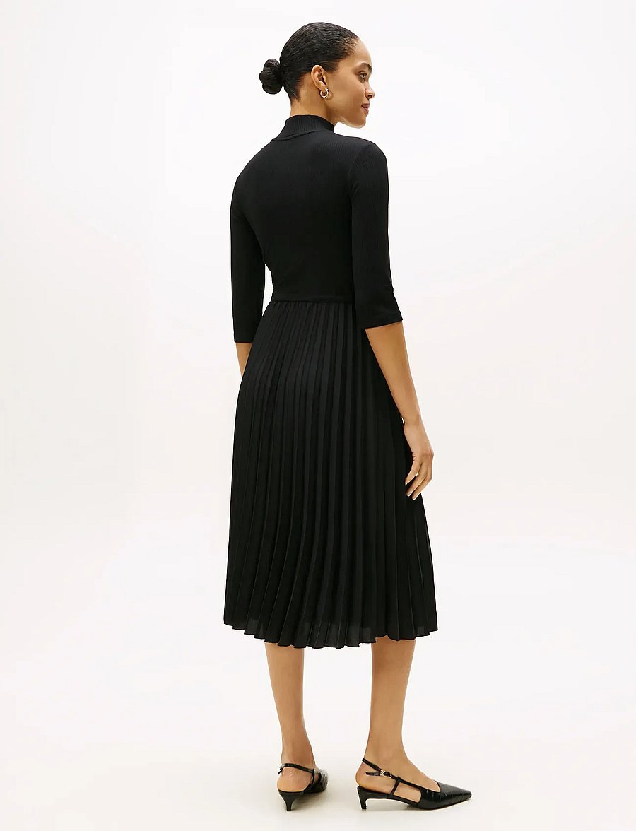 Tommy Hilfiger - SLIM 5X2 RIB MIX MIDI DRS - midi kleitas - black - 4