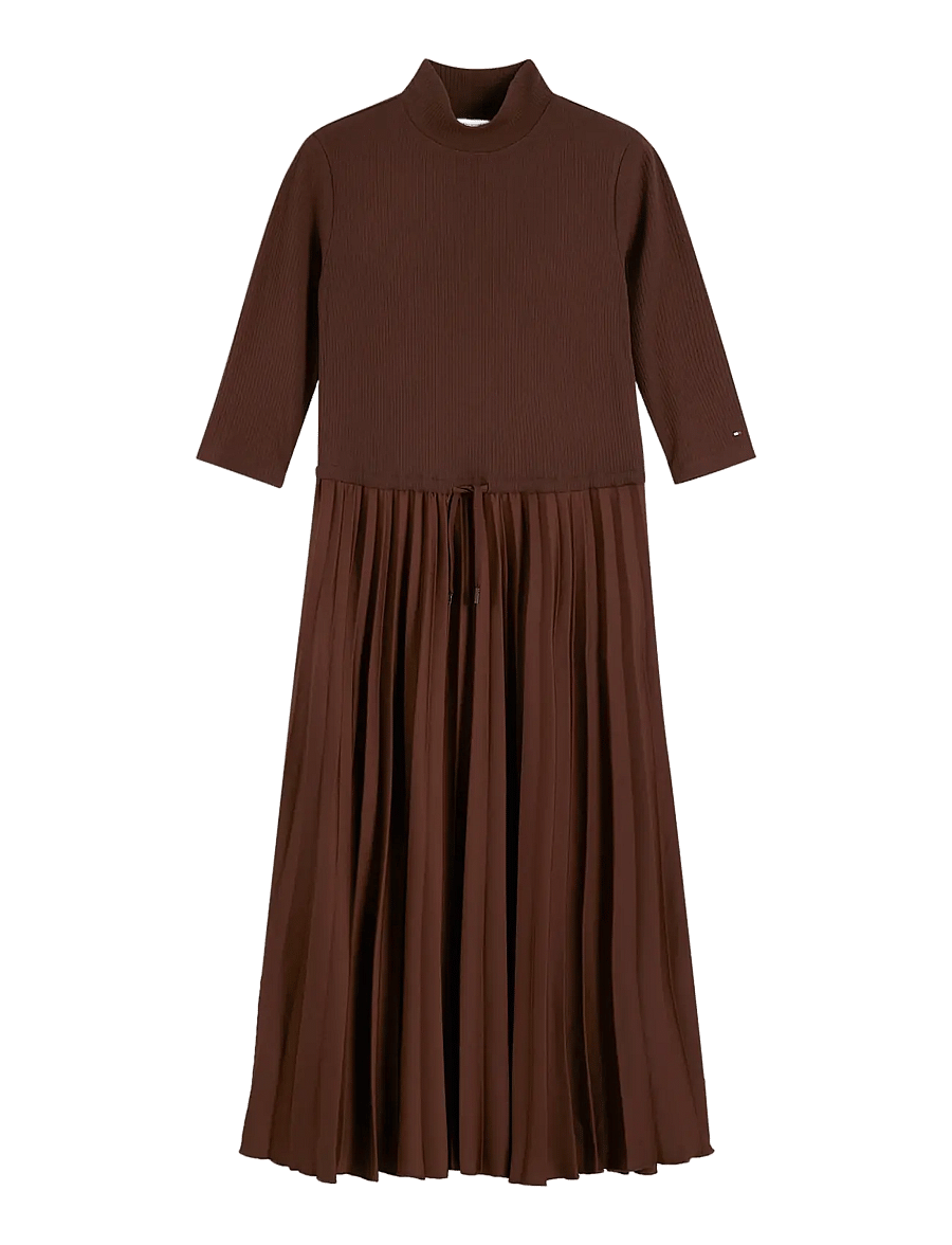 Tommy Hilfiger - SLIM 5X2 RIB MIX MIDI DRS - midikleider - chocolate - 1