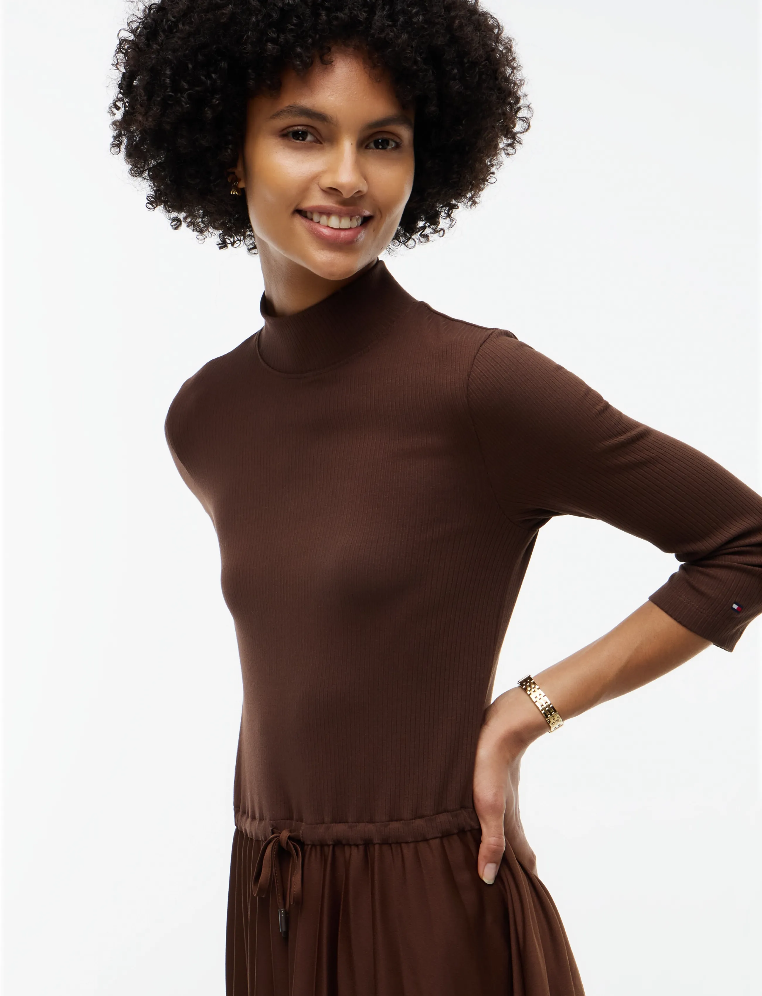 Tommy Hilfiger - SLIM 5X2 RIB MIX MIDI DRS - midikleider - chocolate - 2