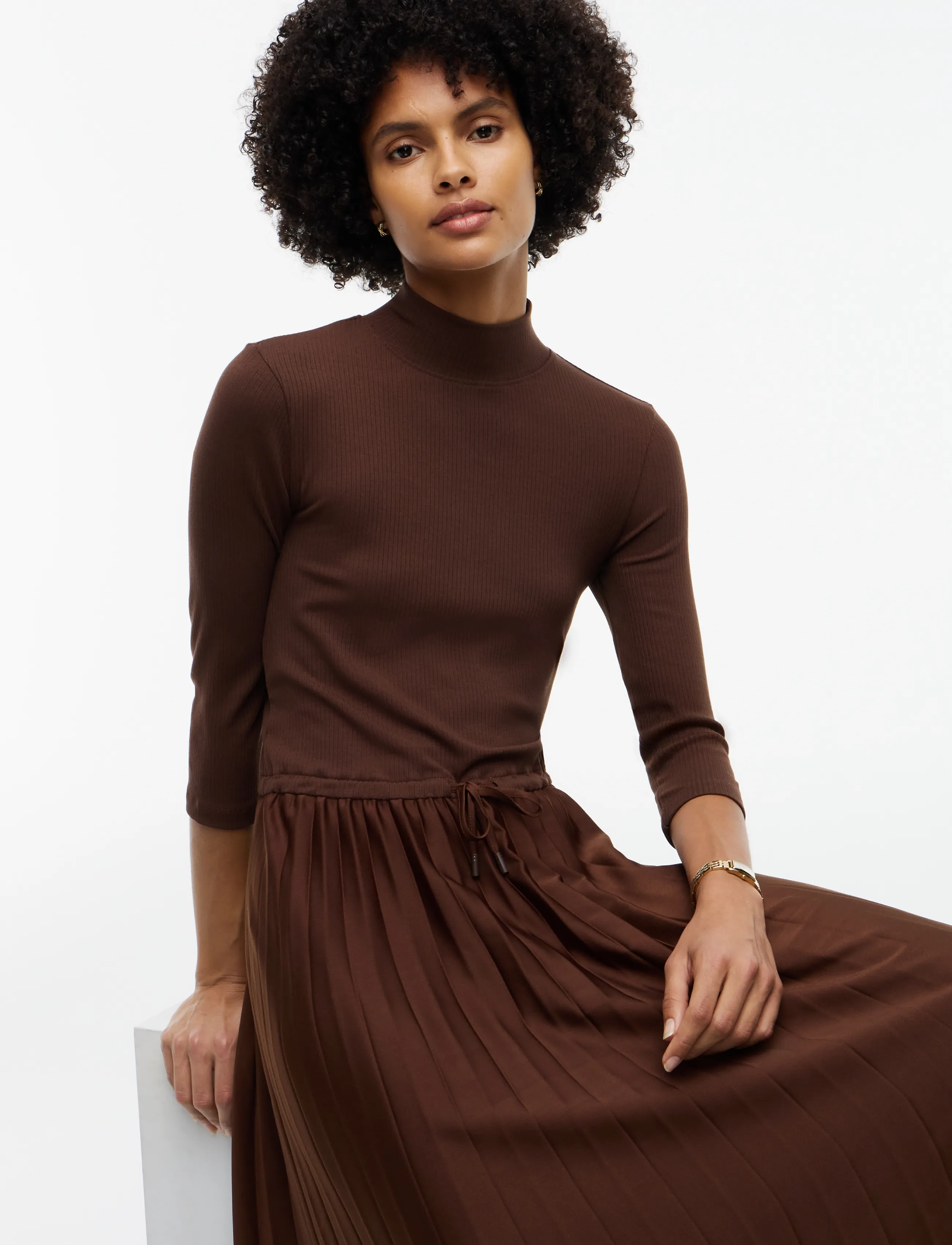 Tommy Hilfiger - SLIM 5X2 RIB MIX MIDI DRS - midikleider - chocolate - 3
