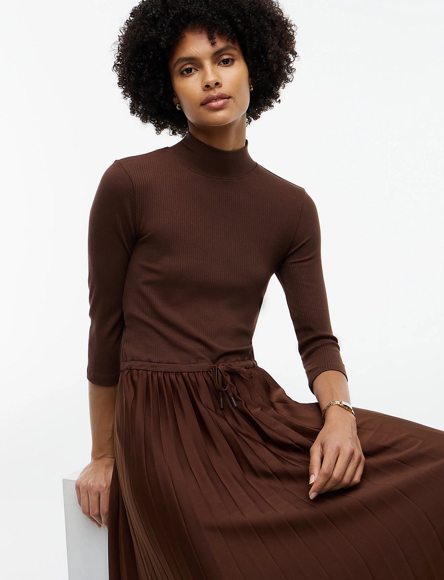 Tommy Hilfiger - SLIM 5X2 RIB MIX MIDI DRS - midikleider - chocolate - 3