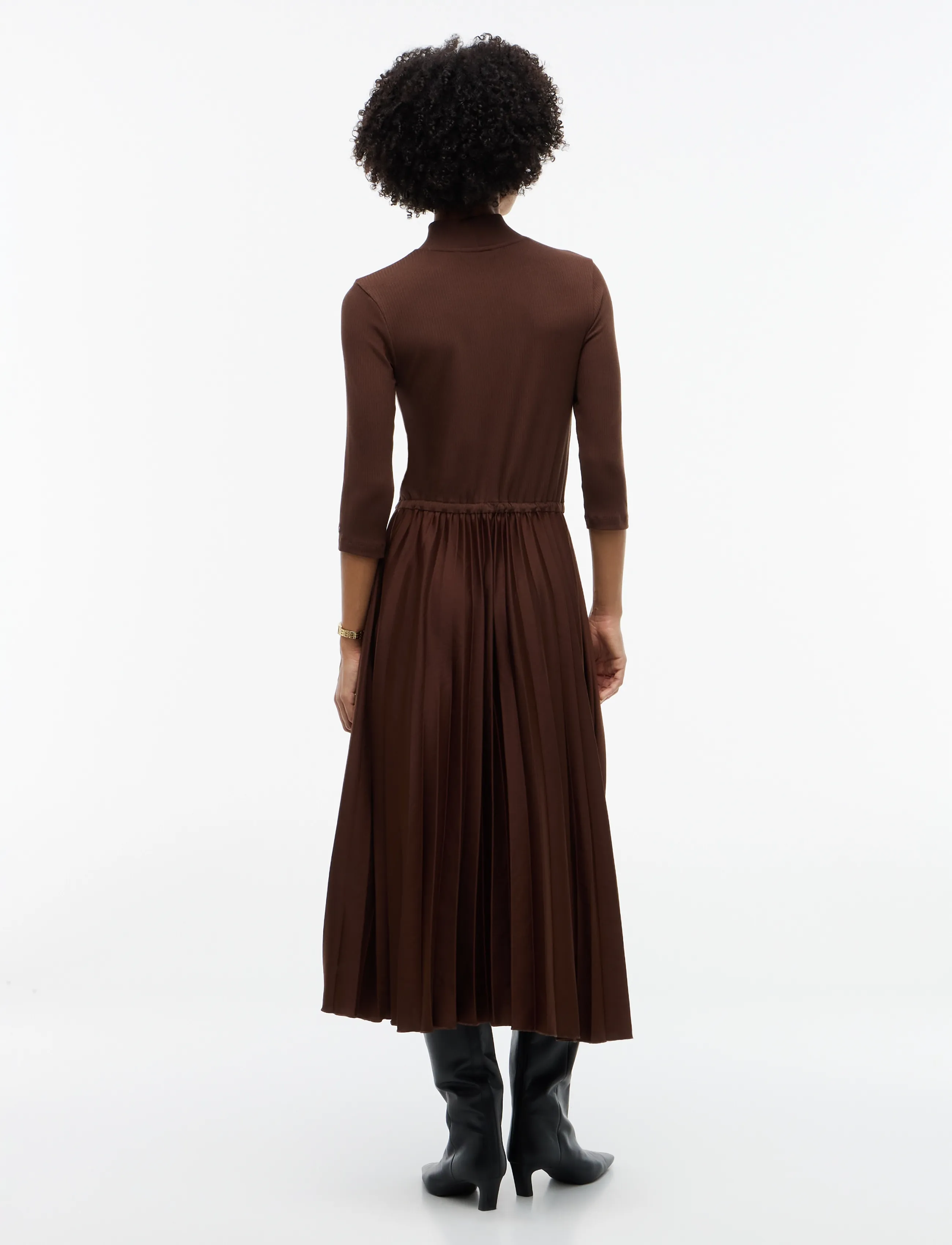 Tommy Hilfiger - SLIM 5X2 RIB MIX MIDI DRS - midikleider - chocolate - 4
