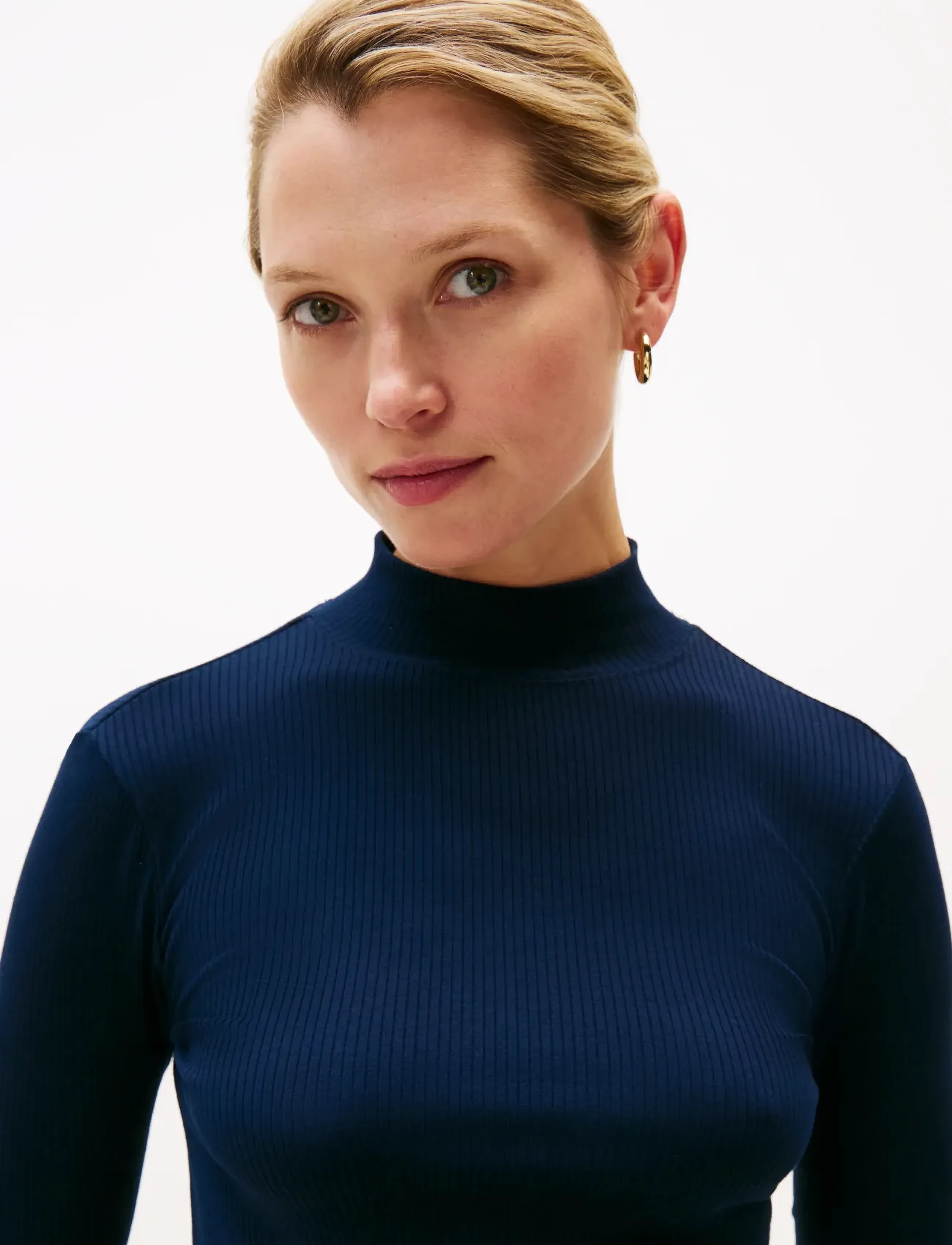 Tommy Hilfiger - SLIM 5X2 RIB MIX MIDI DRS - vidutinio ilgio suknelės - dark night navy - 2