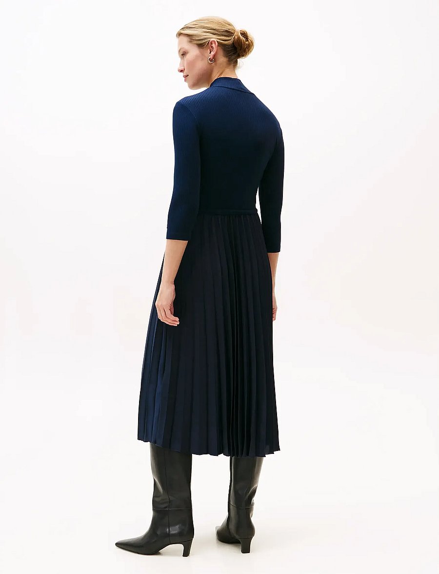 Tommy Hilfiger - SLIM 5X2 RIB MIX MIDI DRS - midi kleitas - dark night navy - 4
