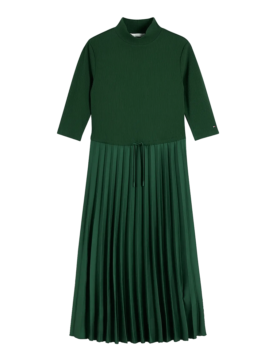 Tommy Hilfiger - SLIM 5X2 RIB MIX MIDI DRS - midikleidid - national forest - 1