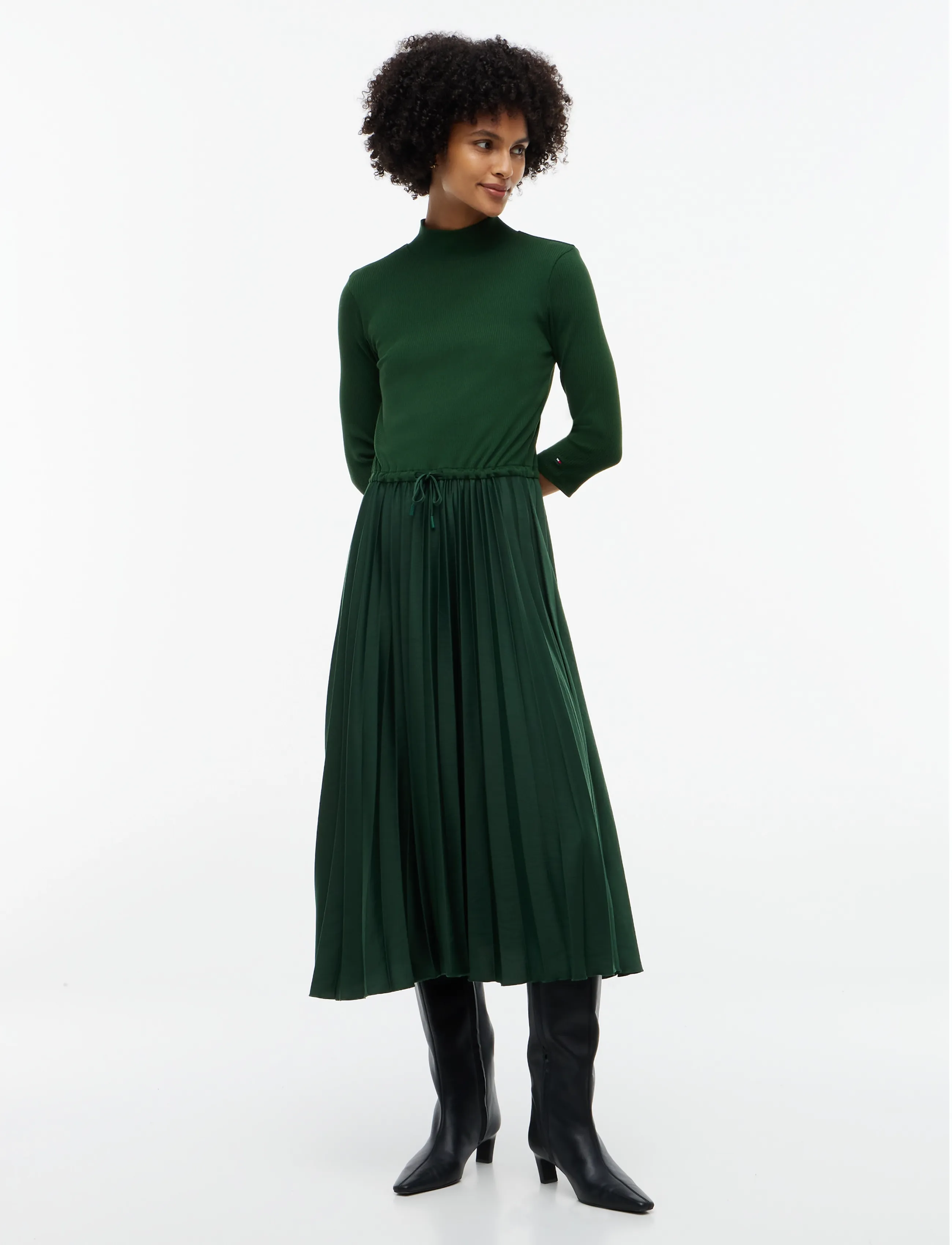 Tommy Hilfiger SLIM 5X2 RIB MIX MIDI DRS - Tommy Hilfiger - NATIONAL FOREST / green