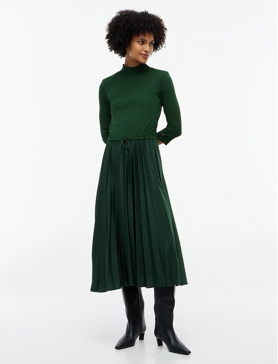 Tommy Hilfiger - SLIM 5X2 RIB MIX MIDI DRS - midikleidid - national forest - 0