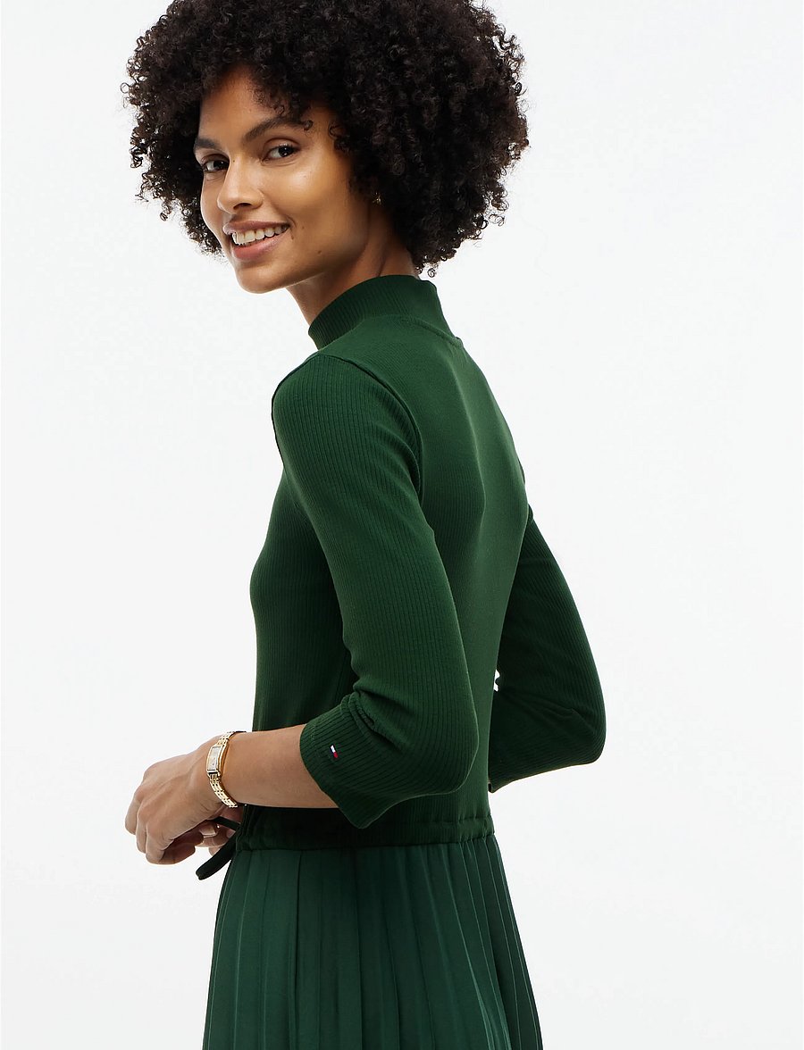 Tommy Hilfiger - SLIM 5X2 RIB MIX MIDI DRS - midikleidid - national forest - 3