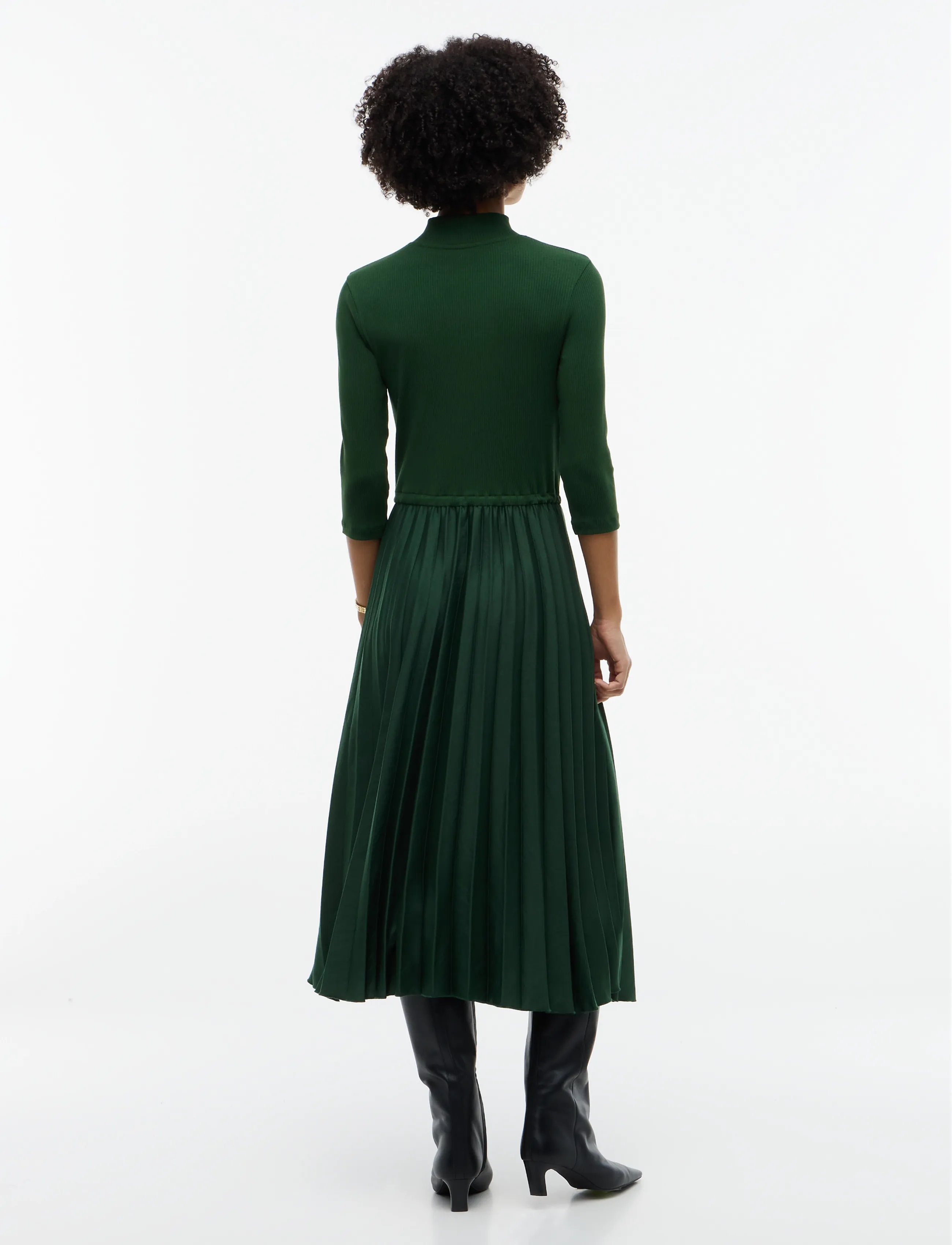 Tommy Hilfiger - SLIM 5X2 RIB MIX MIDI DRS - midikleidid - national forest - 4