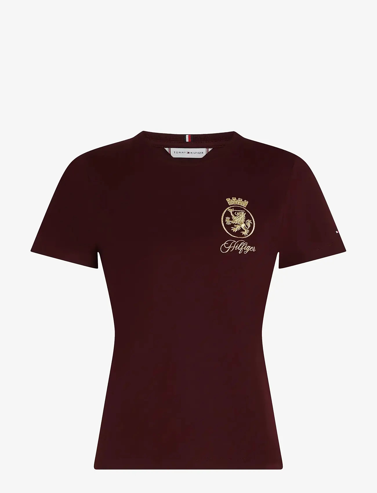 Tommy Hilfiger - GOLD CREST REG SS TEE - sügisesed riided - deep burgundy - 0