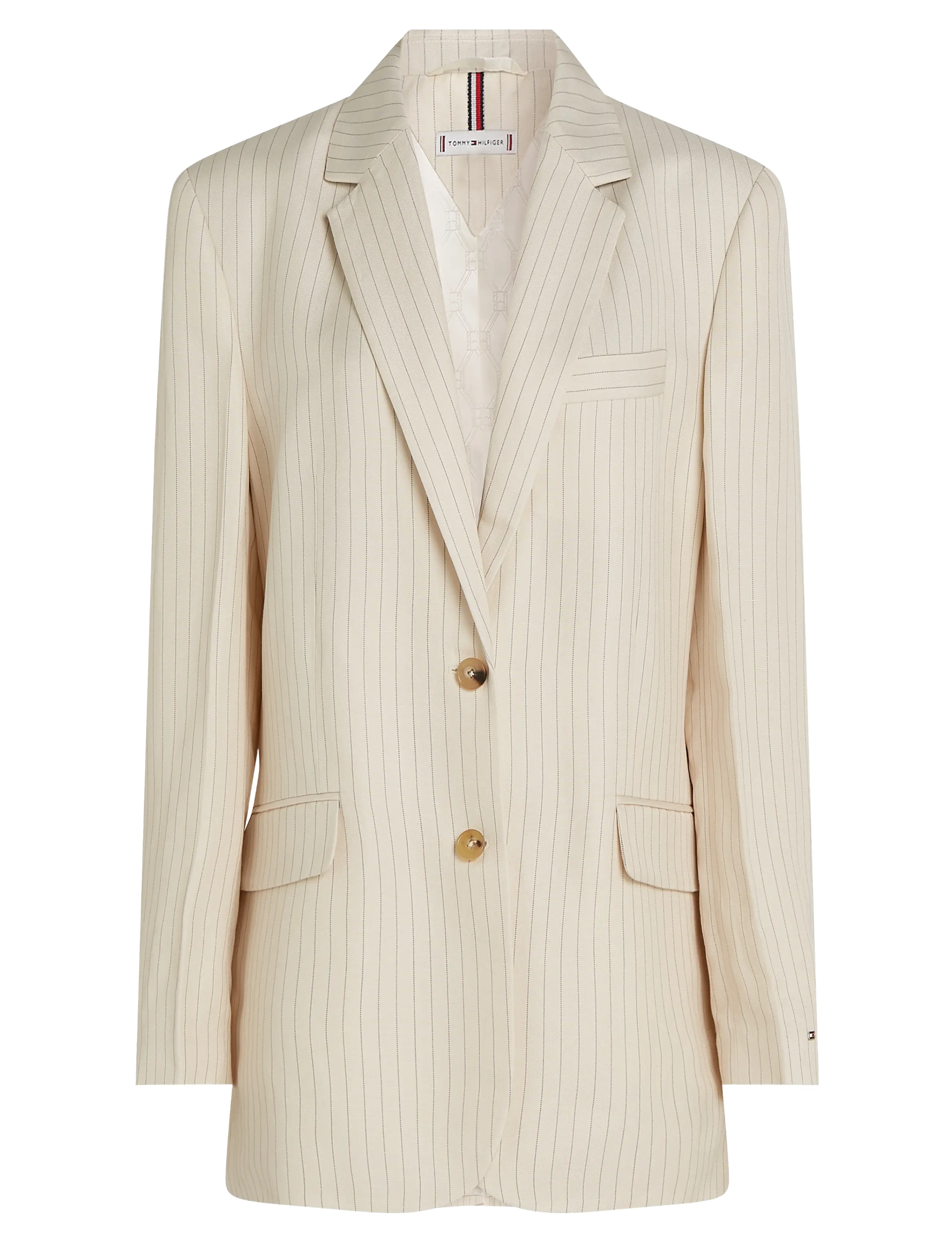 CREAM/ GREY PINSTRIPE CW FABRIC