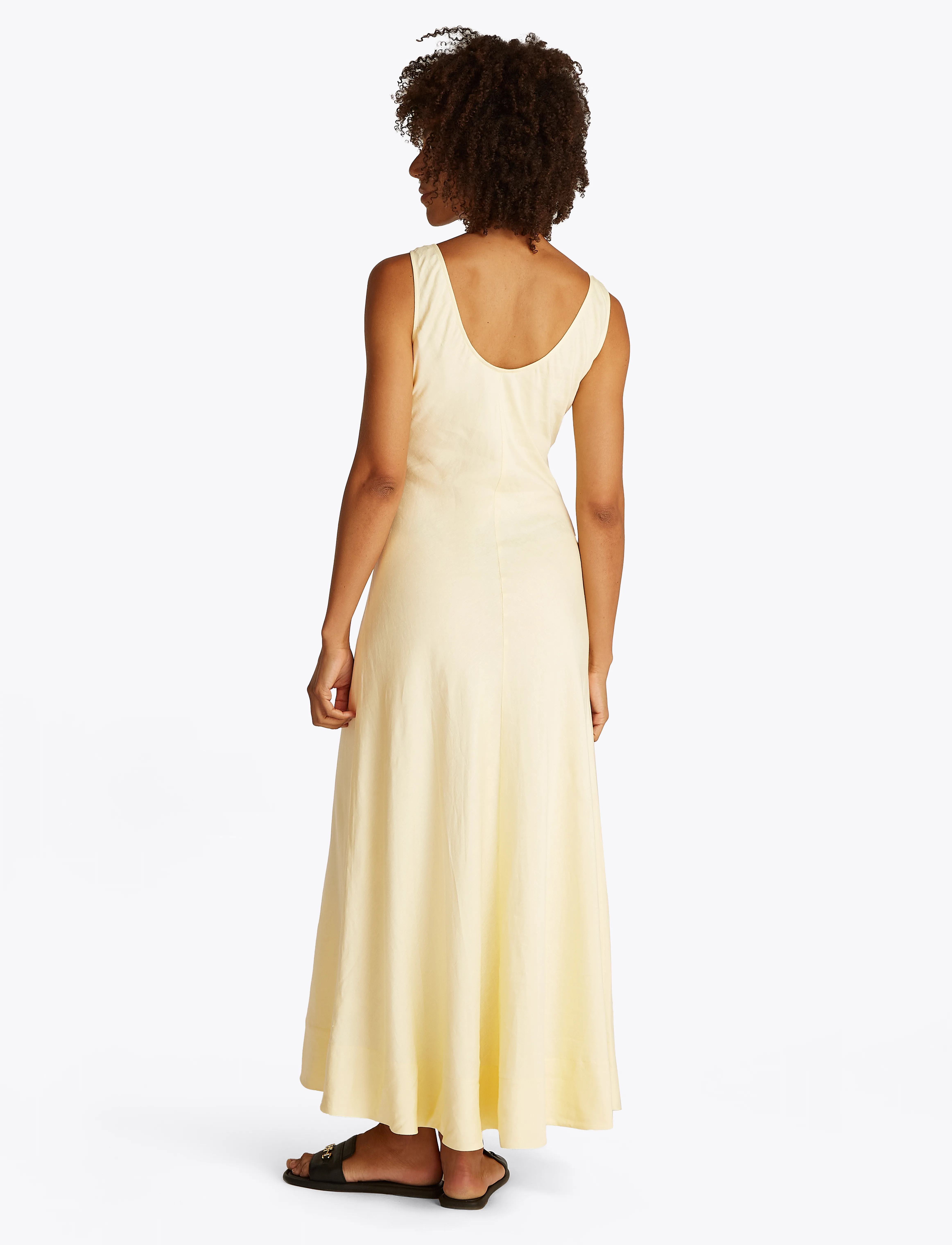 Tommy Hilfiger - TEXTURED LINEN TANK MAXI DRESS - maxi-jurken - lemon zest - 2