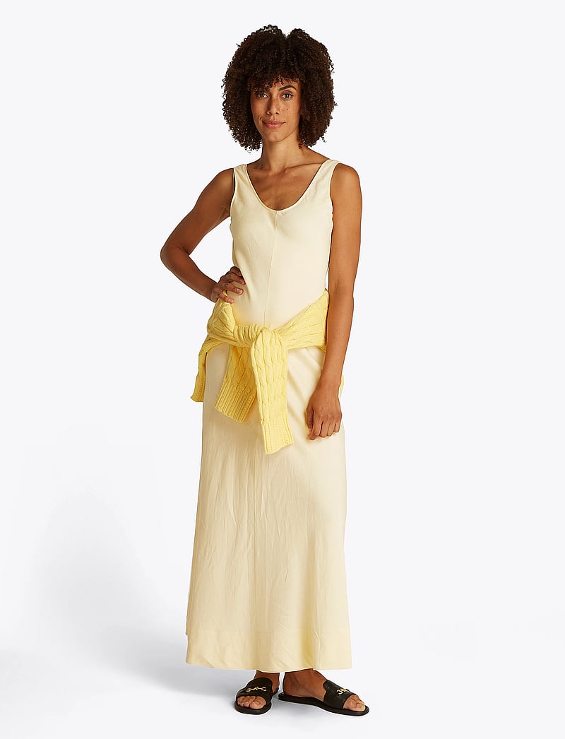 Tommy Hilfiger - TEXTURED LINEN TANK MAXI DRESS - maxikleider - lemon zest - 3
