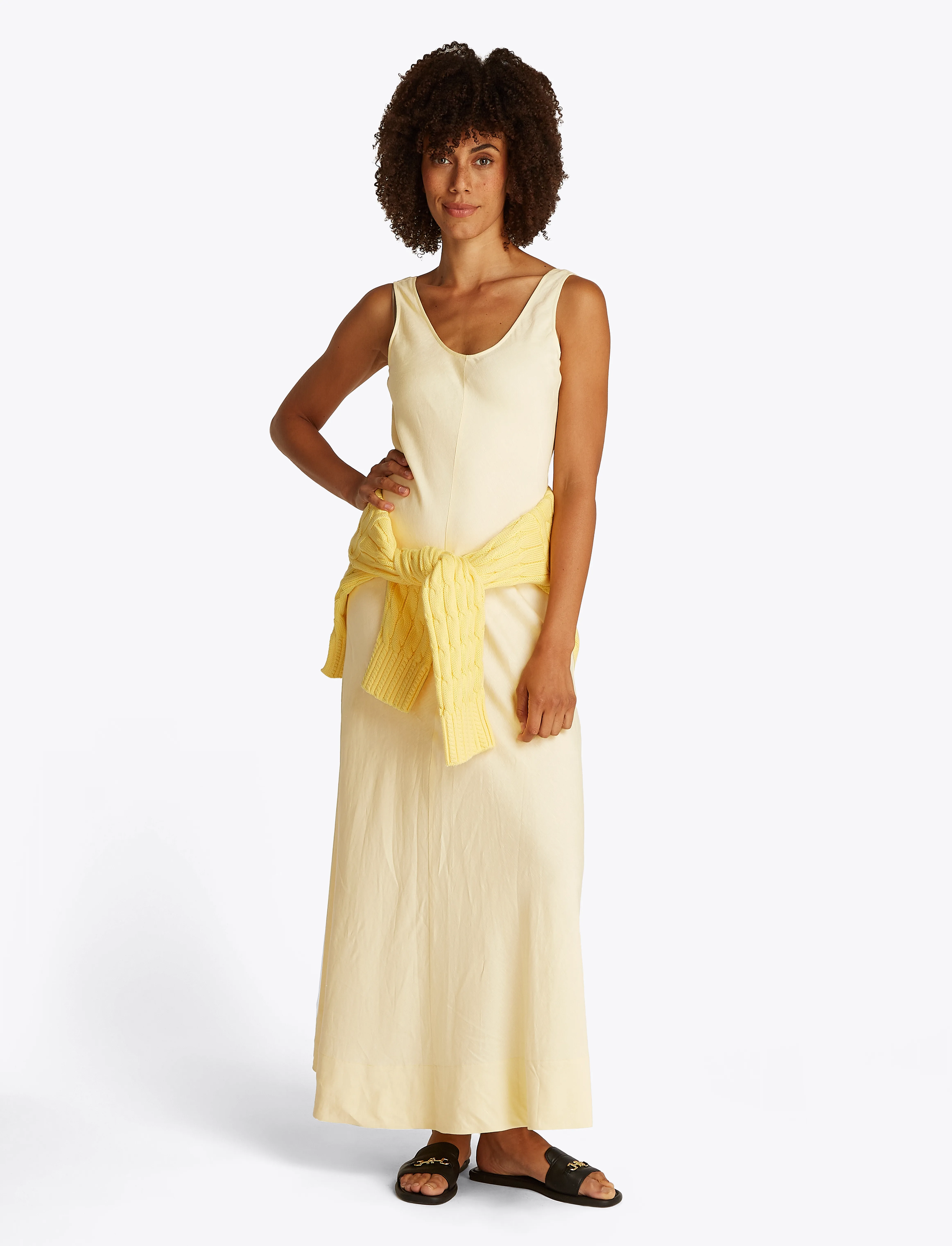 Tommy Hilfiger - TEXTURED LINEN TANK MAXI DRESS - maxi-jurken - lemon zest - 3