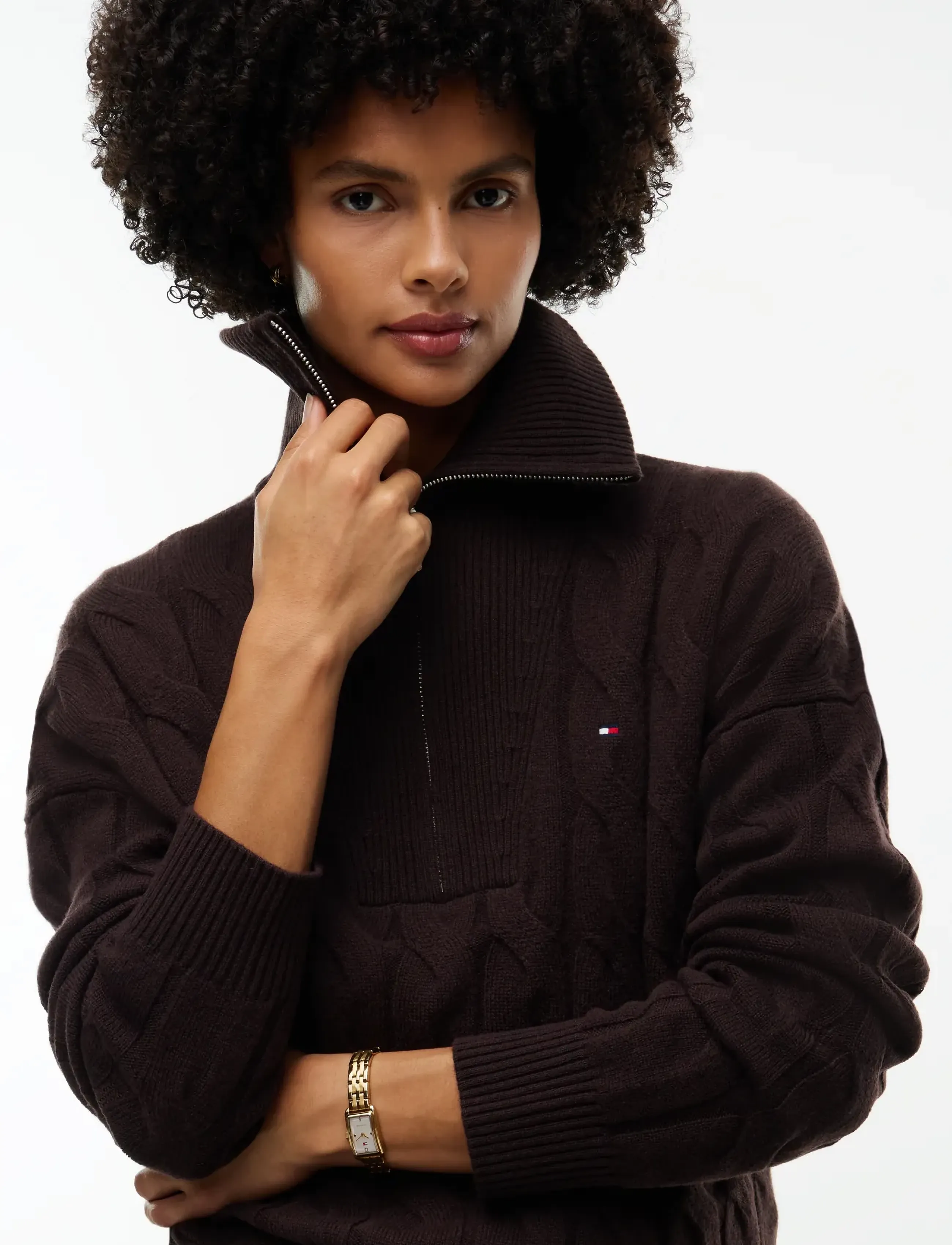 Tommy Hilfiger - SOFT WOOL CABLE 1/2 ZIP LS SWT - pullover - chocolate - 3