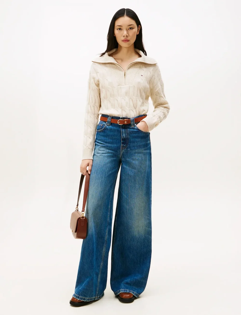 Tommy Hilfiger - SOFT WOOL CABLE 1/2 ZIP LS SWT - stickade tröjor - heather oatmilk - 2