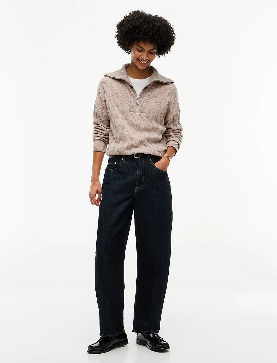Tommy Hilfiger - SOFT WOOL CABLE 1/2 ZIP LS SWT - stickade tröjor - light camel heather - 4