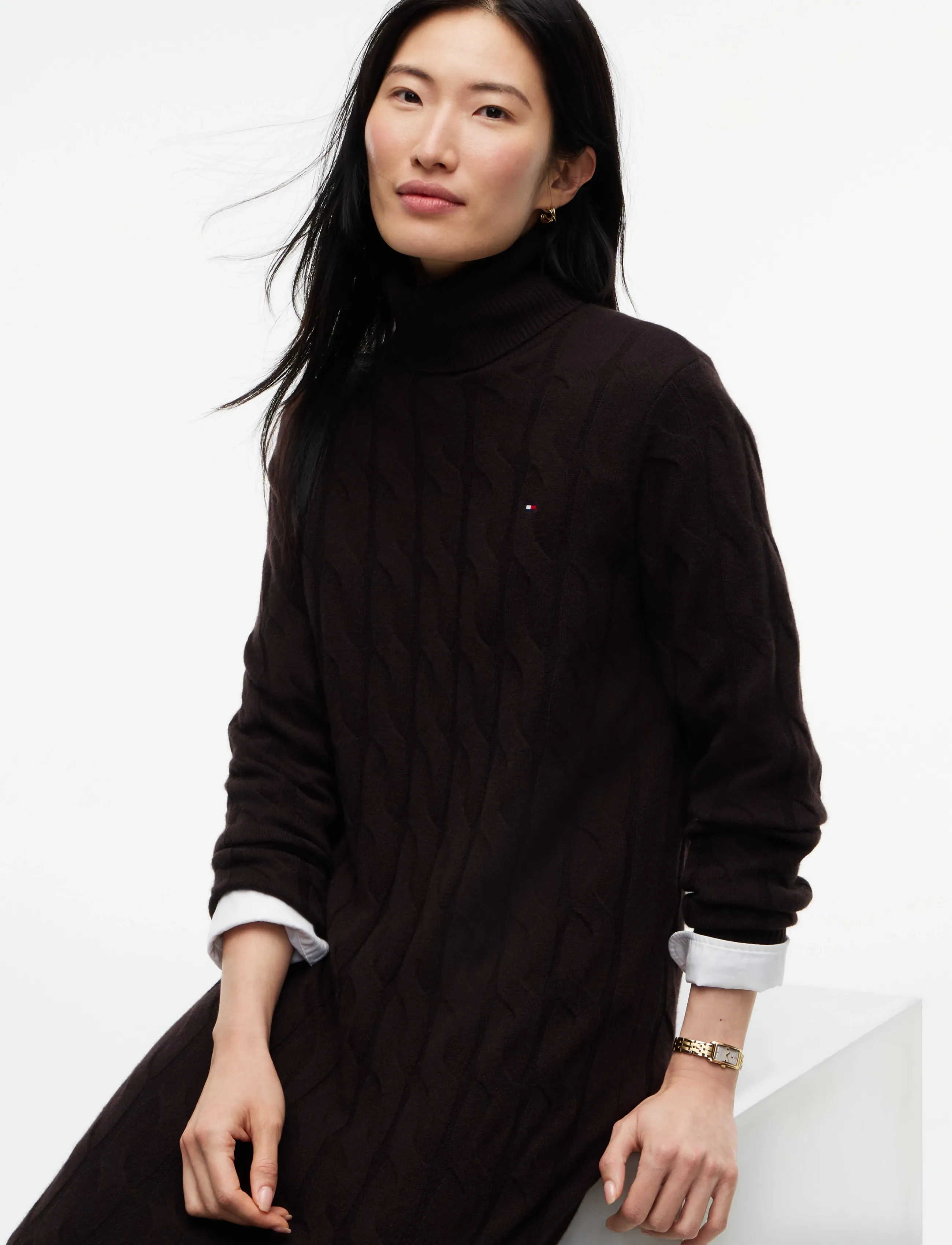 Soft Wool Cable Roll-Nk Ls Dress 2