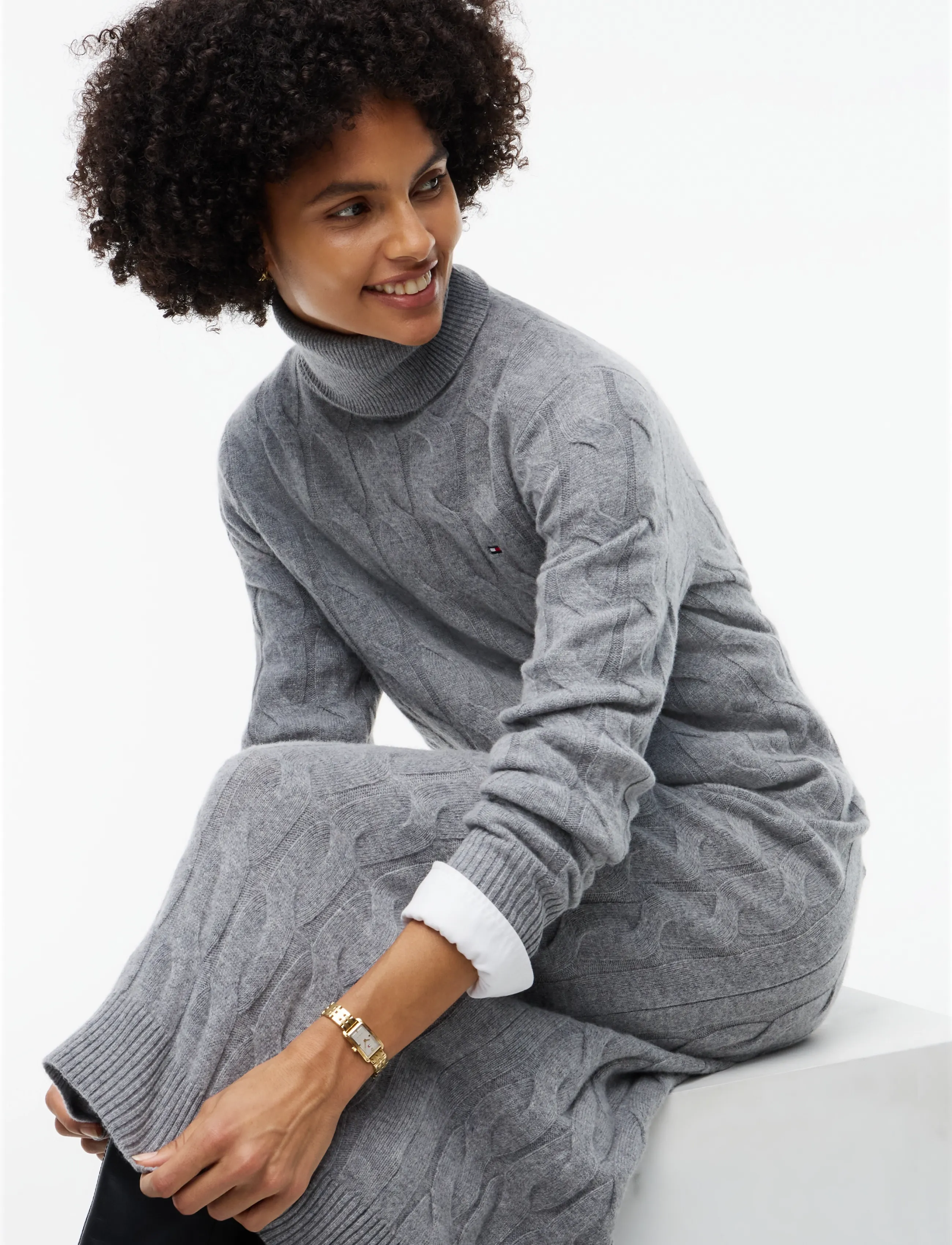 Soft Wool Cable Roll-Nk Ls Dress 4