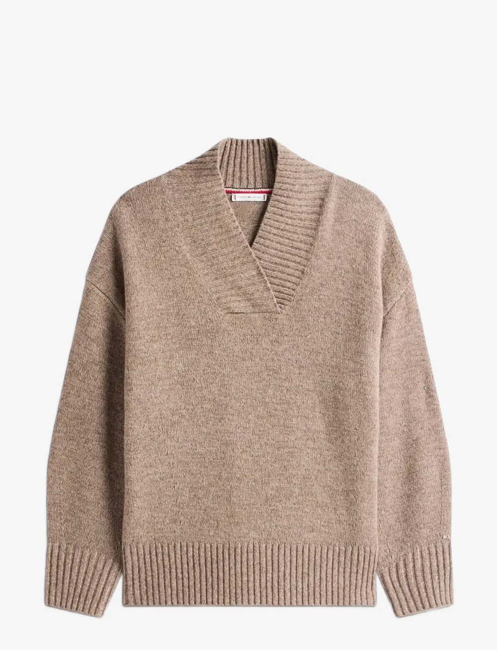 Tommy Hilfiger - MARL WOOL BLEND SHAWL-NK LS SWT - stickade tröjor - legacy brown marl sweaters - 1