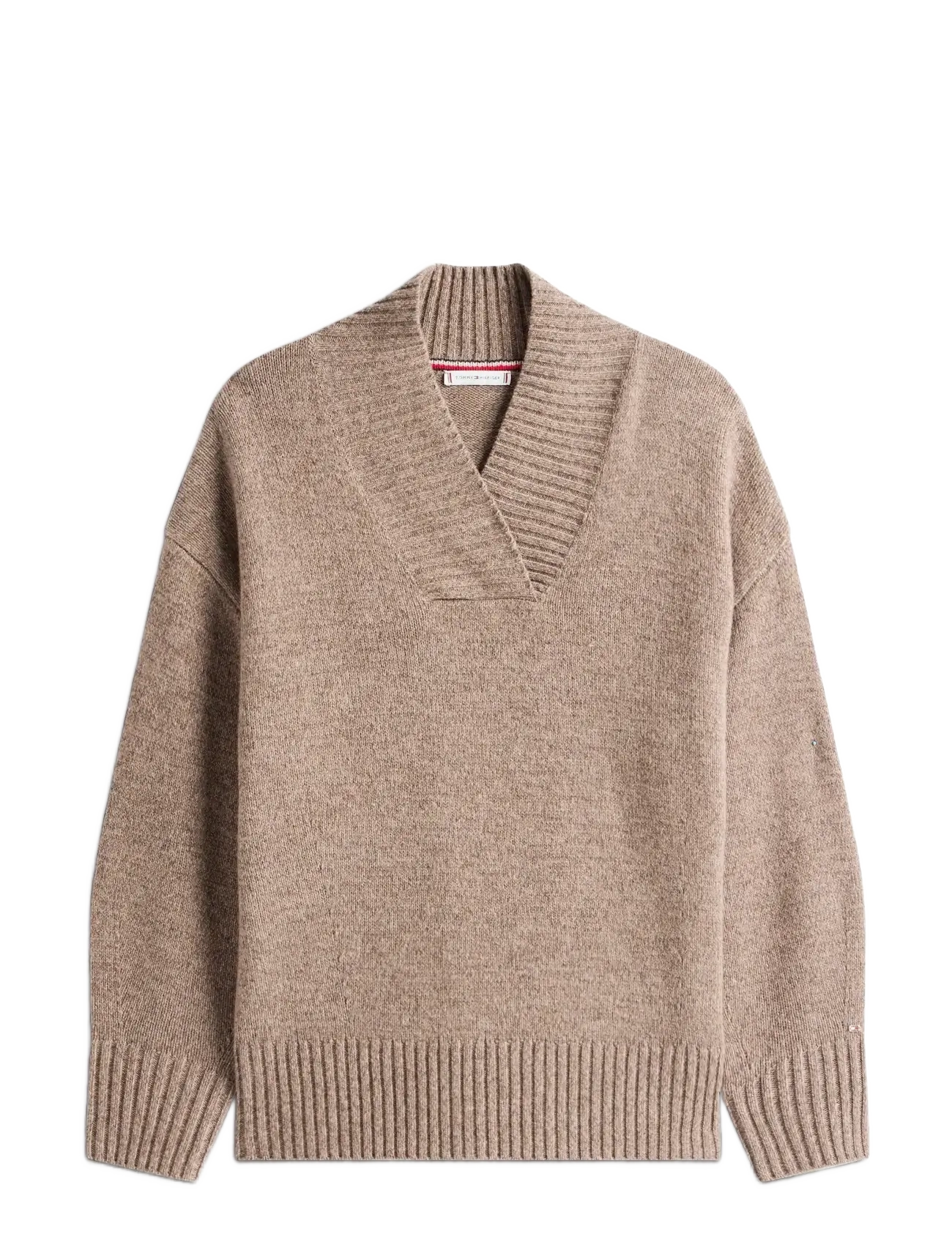 Tommy Hilfiger - MARL WOOL BLEND SHAWL-NK LS SWT - legacy brown marl sweaters - 1