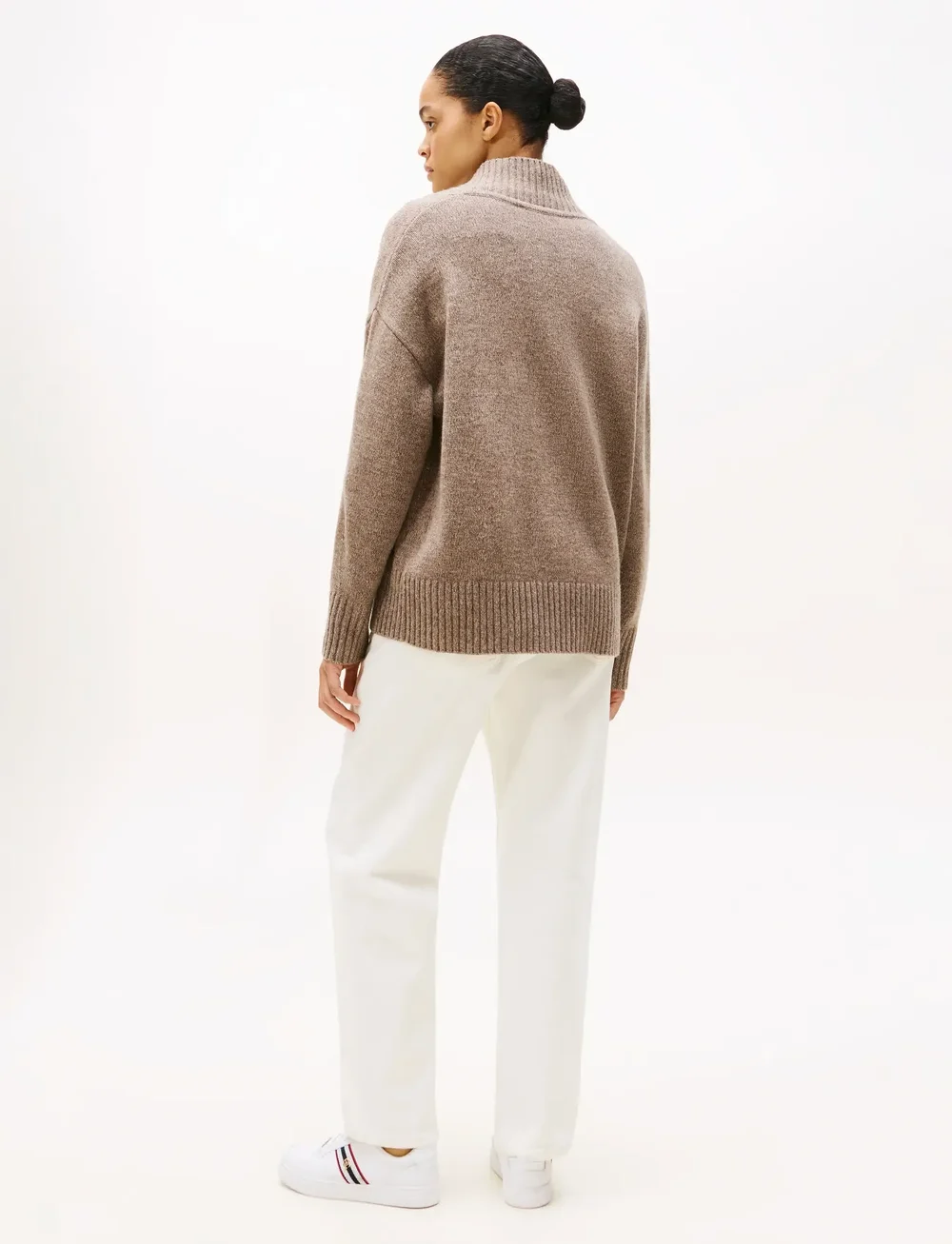 Tommy Hilfiger - MARL WOOL BLEND SHAWL-NK LS SWT - stickade tröjor - legacy brown marl sweaters - 3