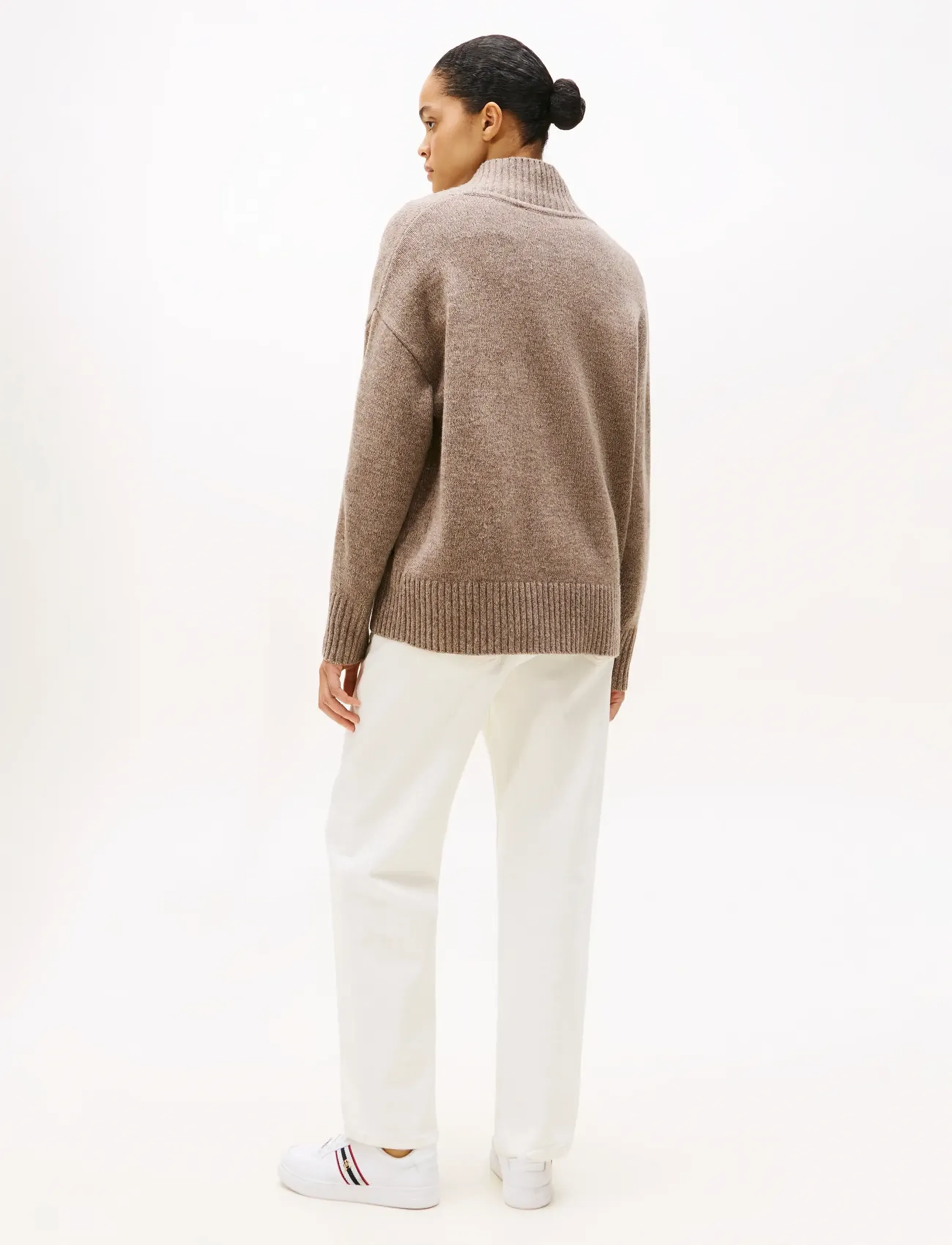Tommy Hilfiger - MARL WOOL BLEND SHAWL-NK LS SWT - legacy brown marl sweaters - 3