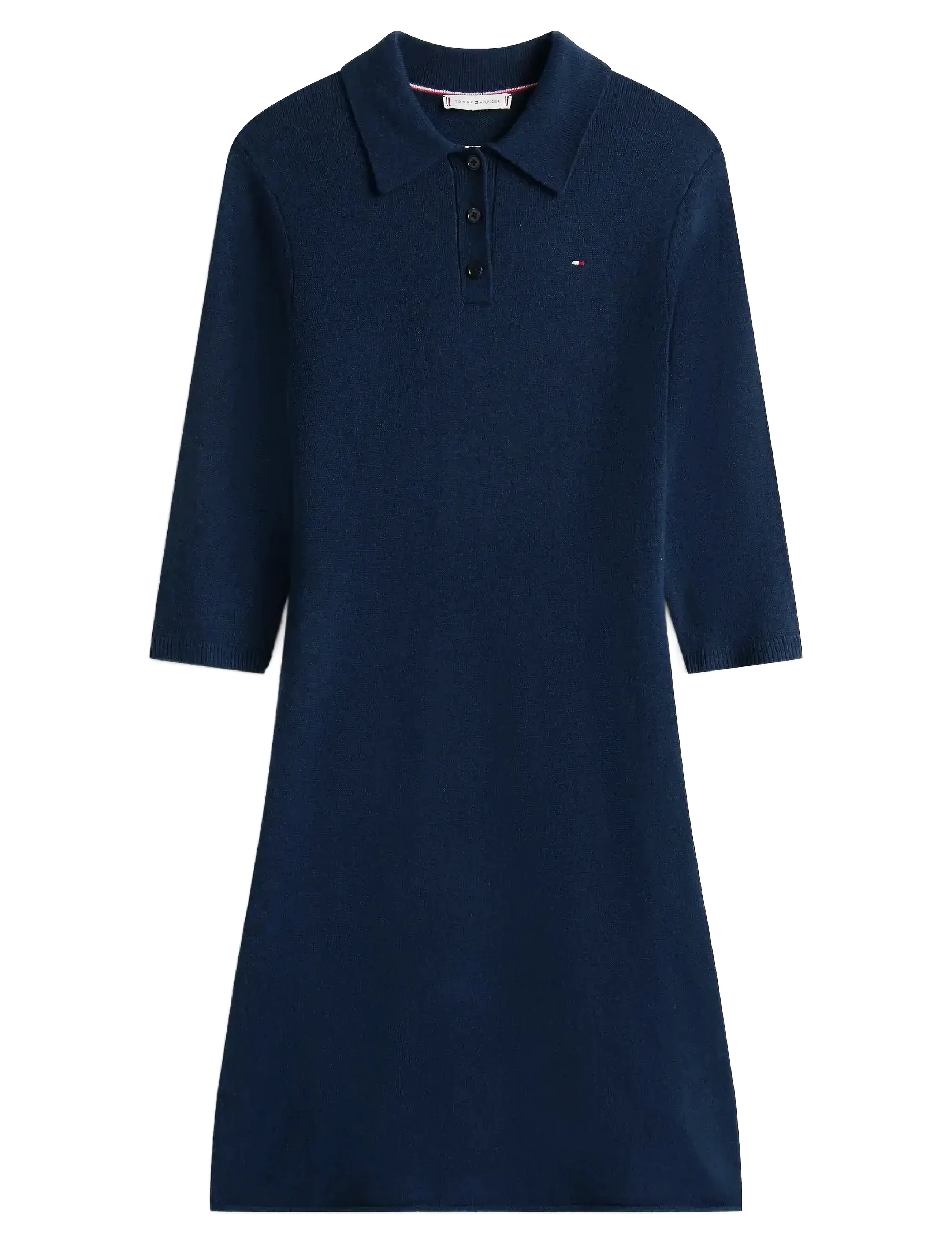 Tommy Hilfiger SOFT WOOL HALF SL F&F POLO DRESS - Kleider - DARK NIGHT NAVY / navy