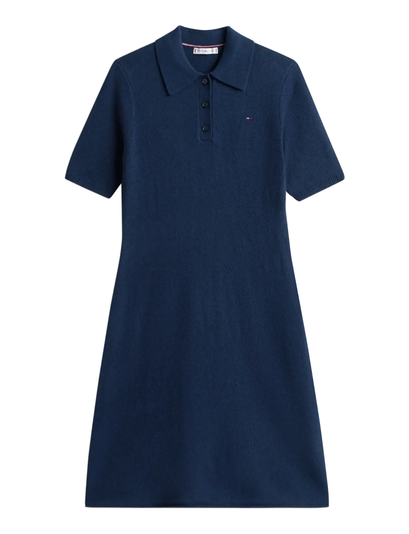 Tommy Hilfiger - SOFT WOOL HALF SL F&F POLO DRESS - strickkleider - dark night navy - 1