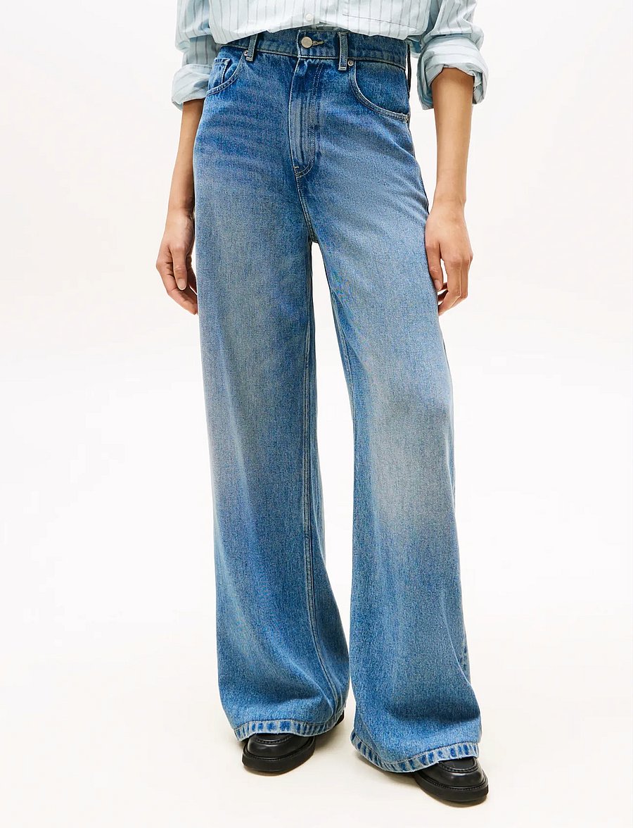 Tommy Hilfiger - DNM LANA WIDE LEG HW - víðar gallabuxur - lana - 0