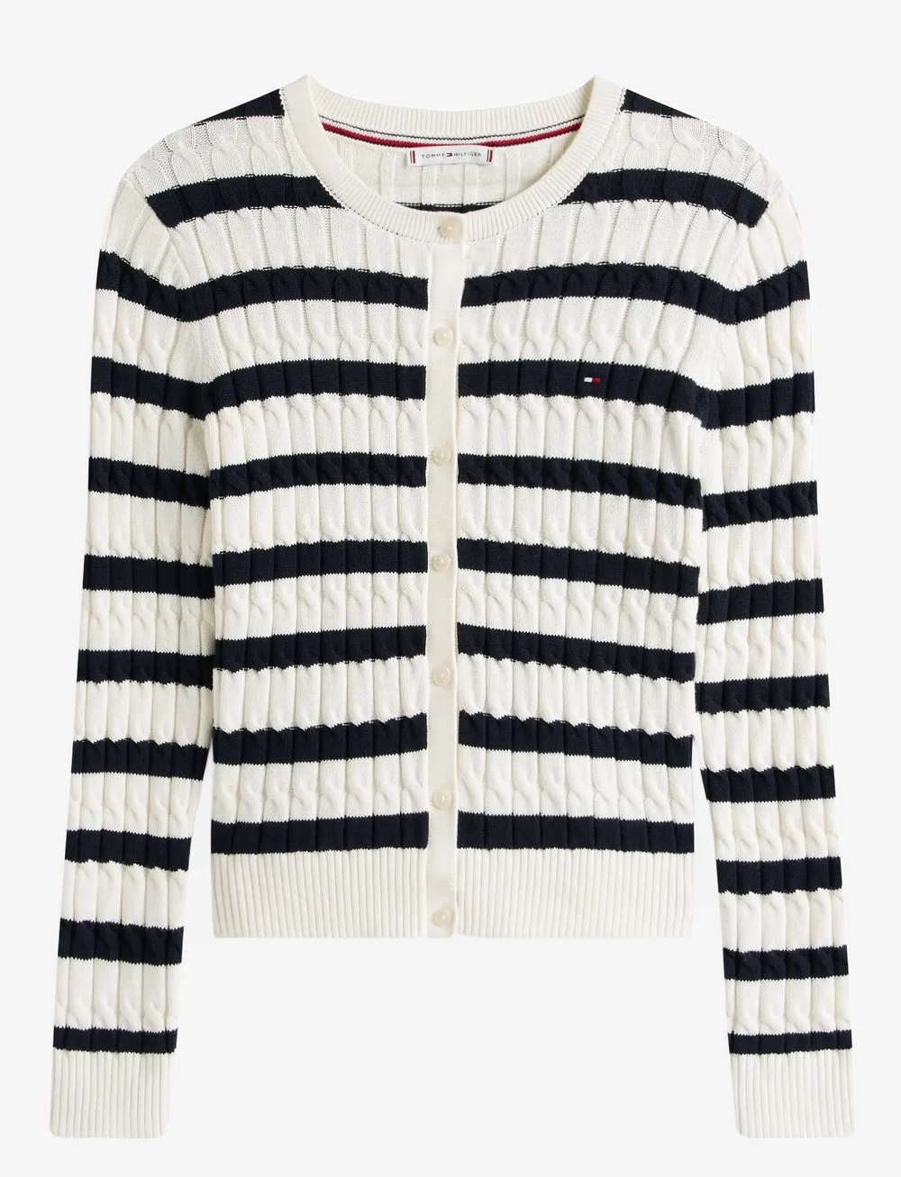 Tommy Hilfiger - CO CABLE MID GG C-NK LS CARDI - kardiganid - ivory silk/dark night navy stp - 1