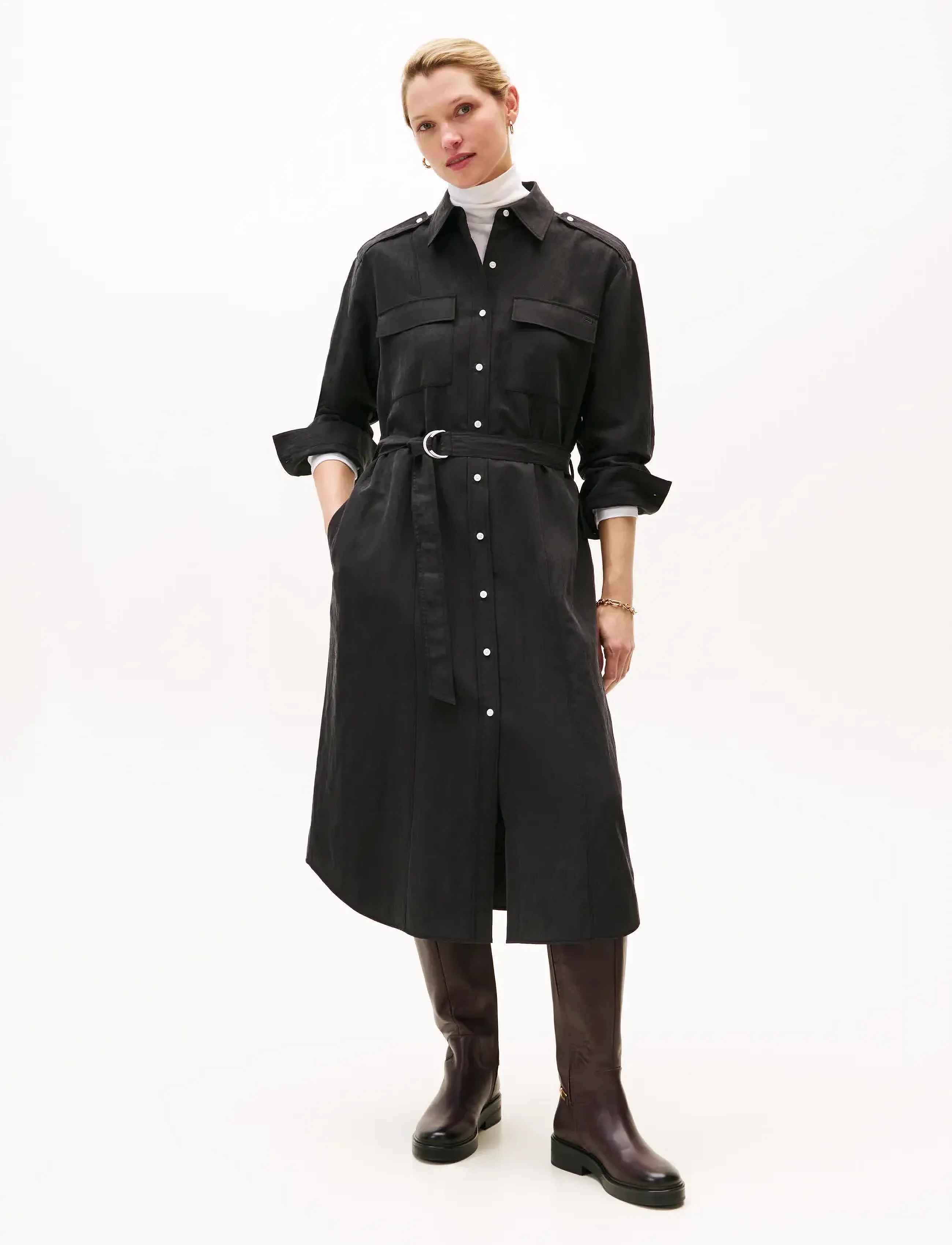 Tommy Hilfiger FLUID UTILITY MIDI DRESS - Särkkleidid - BLACK / black