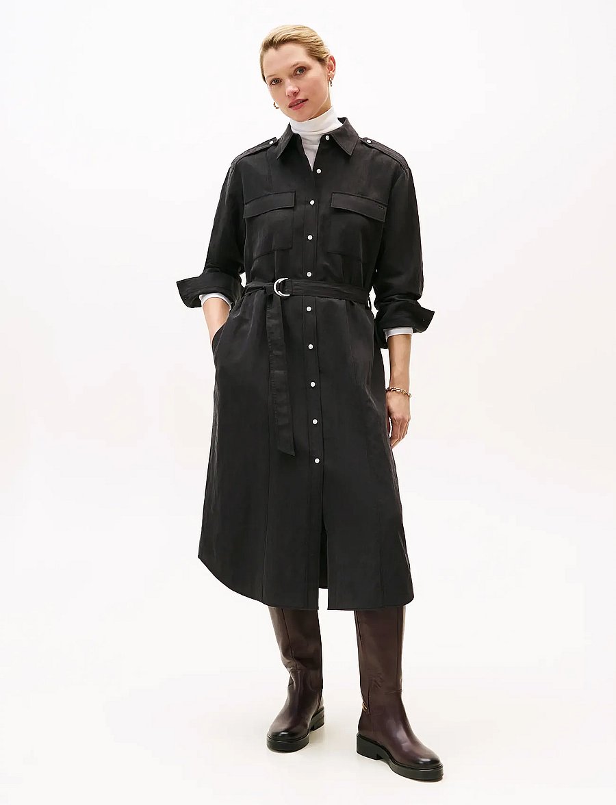 Tommy Hilfiger - FLUID UTILITY MIDI DRESS - shirt dresses - black - 0