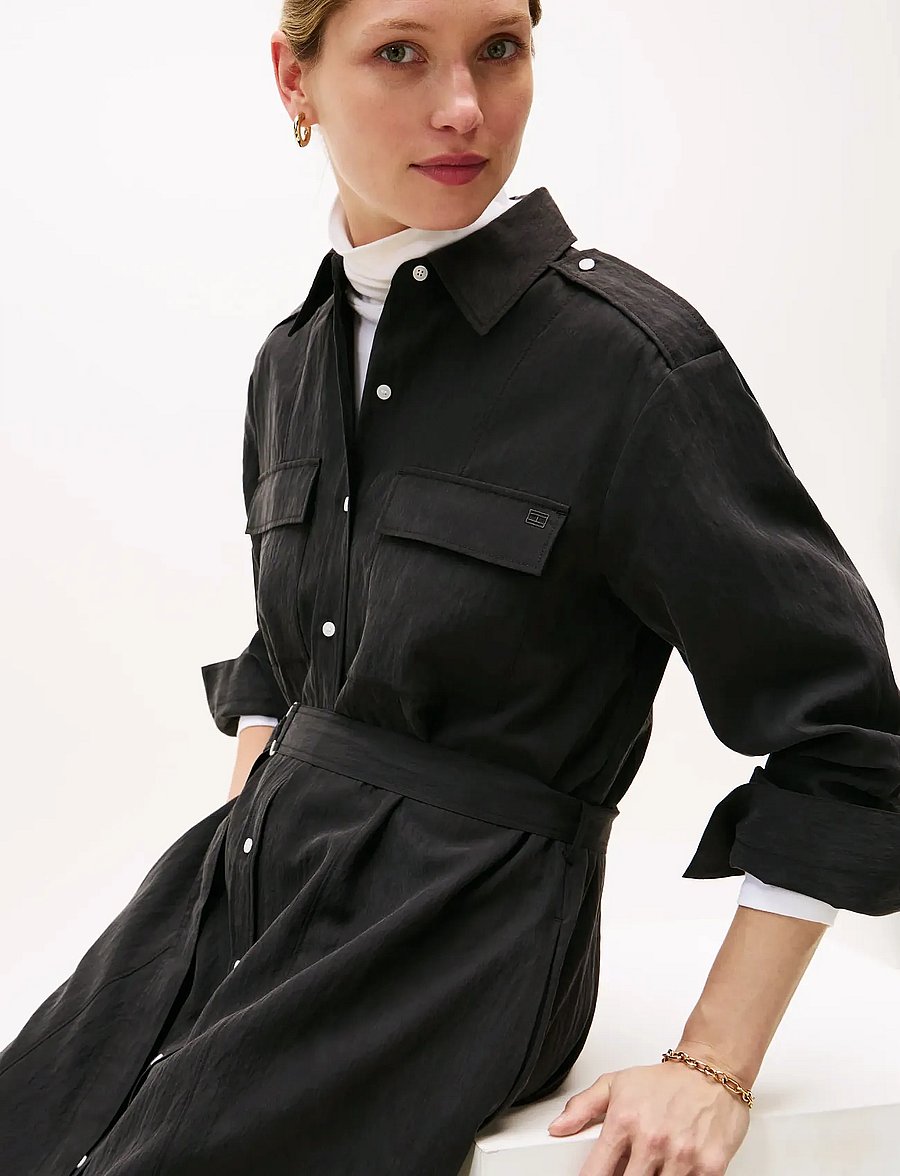 Tommy Hilfiger - FLUID UTILITY MIDI DRESS - shirt dresses - black - 2