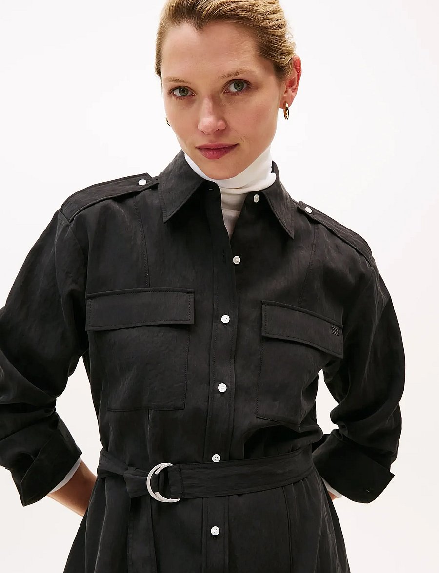 Tommy Hilfiger - FLUID UTILITY MIDI DRESS - shirt dresses - black - 3