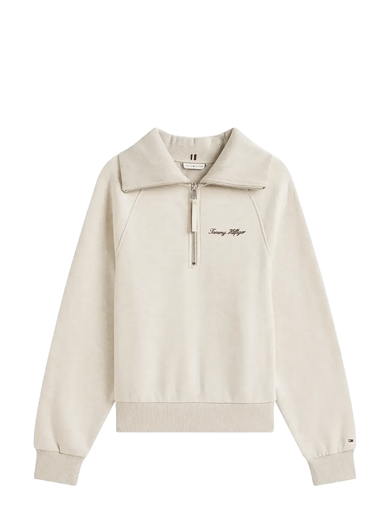 Tommy Hilfiger - CLASSIC SCRIPT FLEECE HALF-ZIP - sweatshirts - heather oatmilk - 1