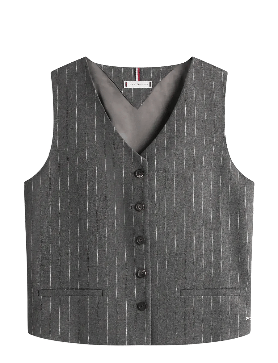 Tommy Hilfiger - PINSTRIPE TAILORED VEST - gilets - mid grey heather pinstripe - 1