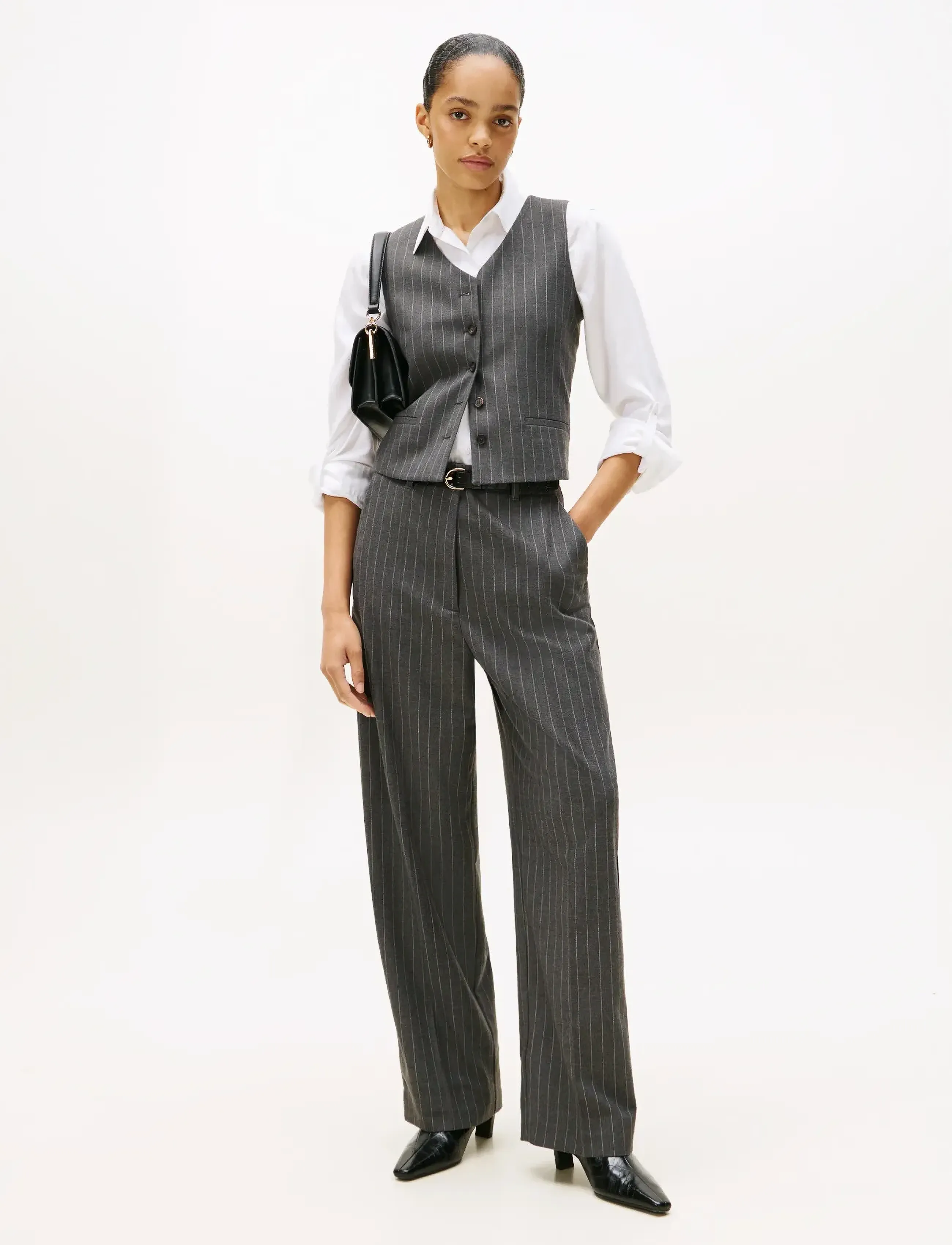 Tommy Hilfiger - PINSTRIPE TAILORED VEST - gilets - mid grey heather pinstripe - 2